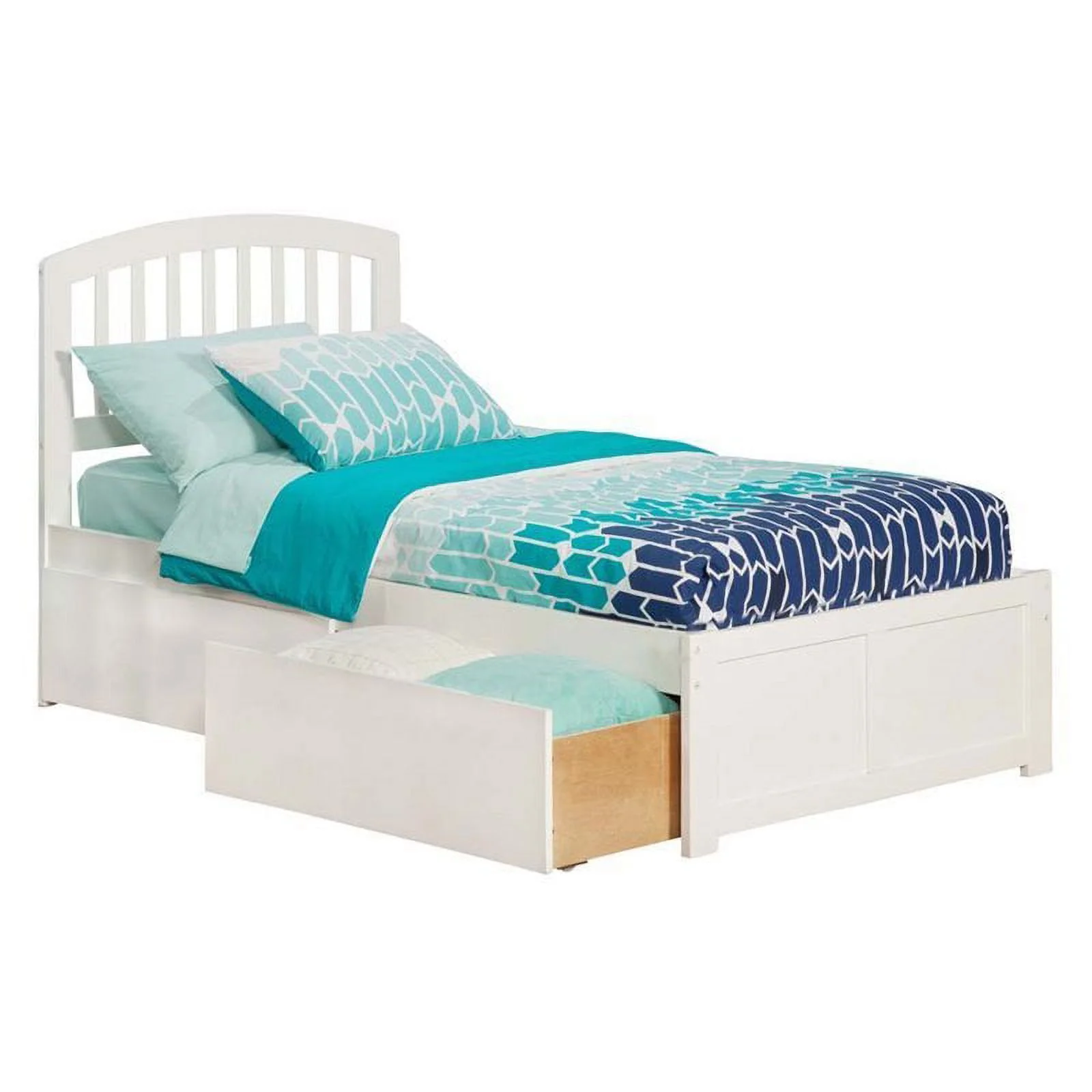 Pemberly Row Modern Hardwood Storage Platform Bed, Twin, White
