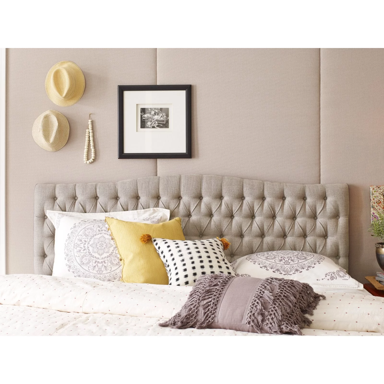 Elle Decor Celeste King Size Headboard Beige Weave