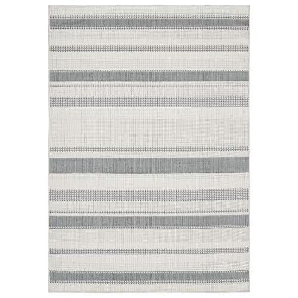 Home Dynamix Tripoli Mateo Modern Striped Indoor/Outdoor Area Rug, Grey/Cream, 7'10