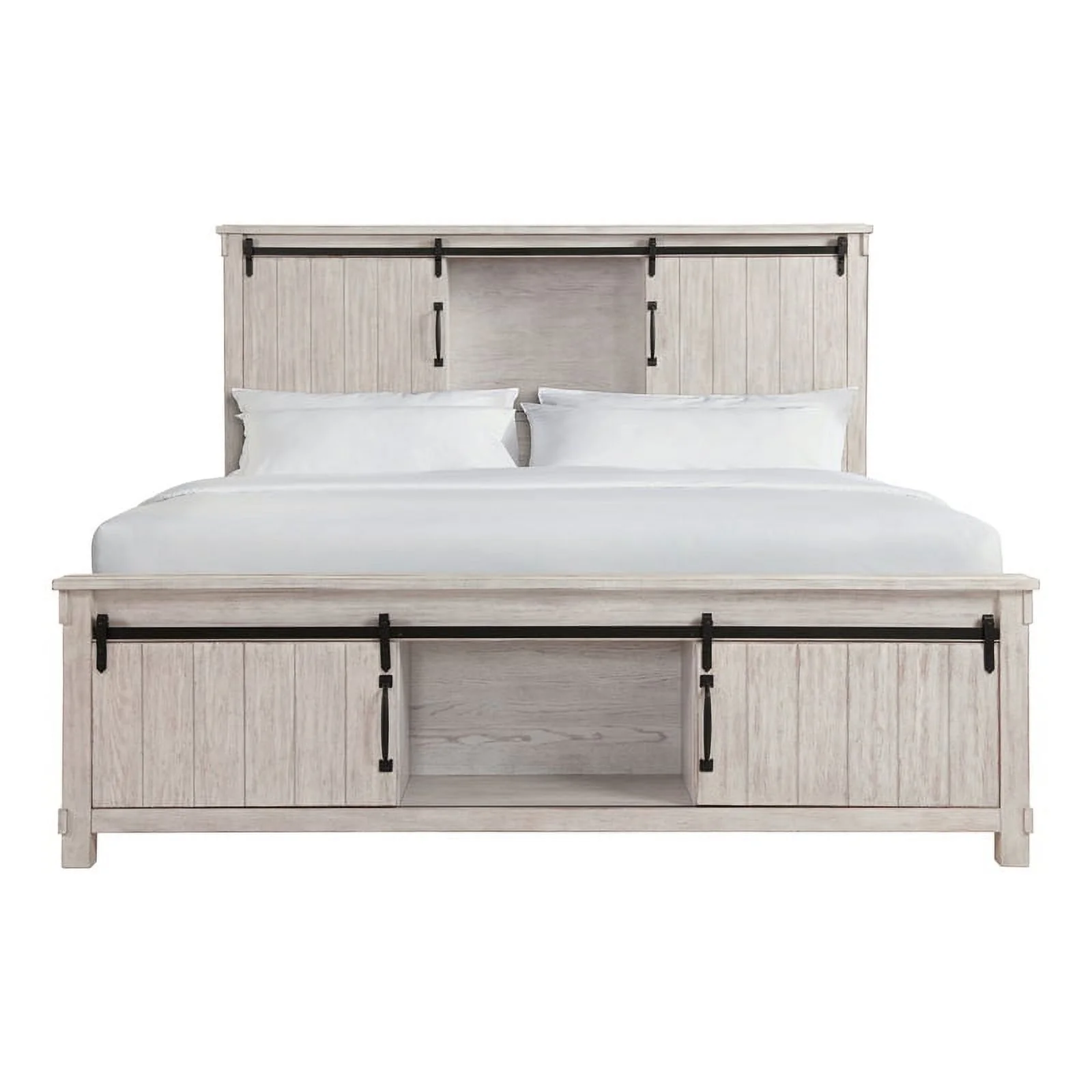Bowery Hill Farmhouse Wood White Finish King Platform Storage Bed