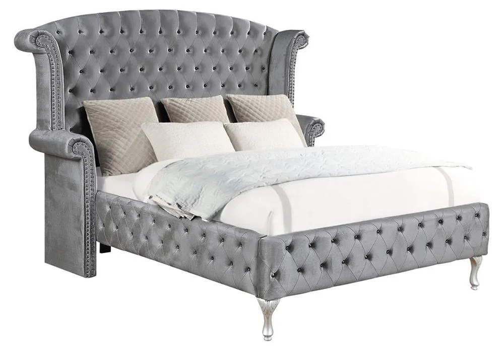 Deanna Upholstered Tufted Bedroom Set Grey
