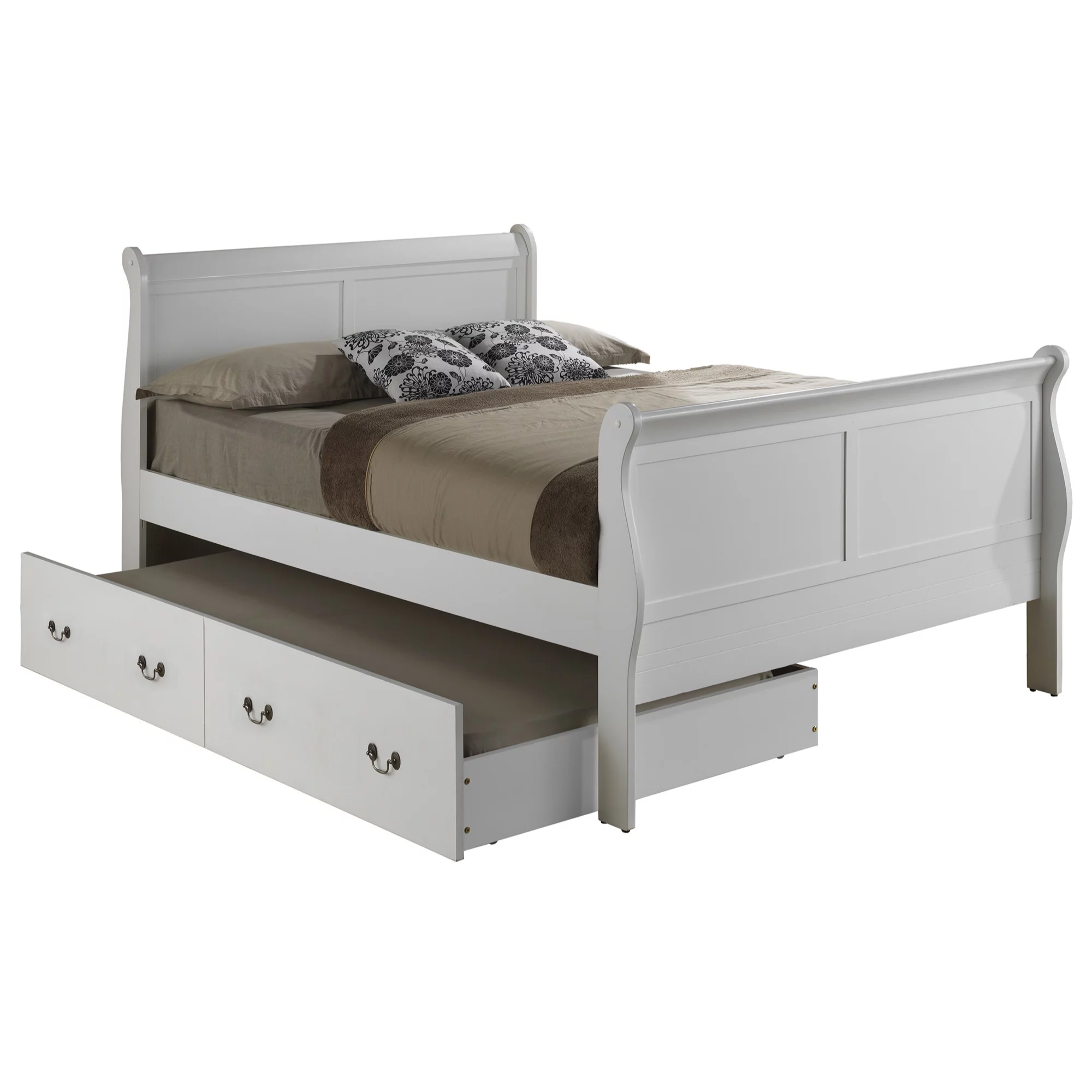 Passion Furniture PF-G3190G-FTB Louis Phillipe Trundle Bed, White - Full Size