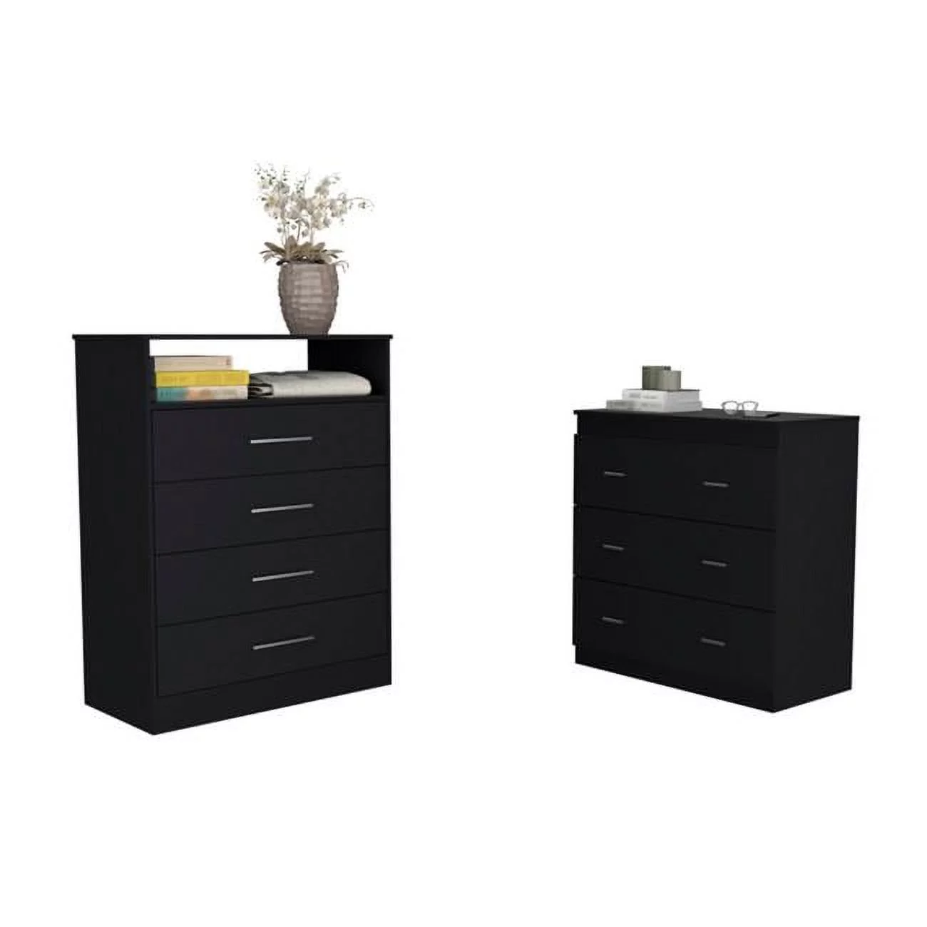 Depot Eshop CBED10 Kiana Bedroom Set, Black - 2 Piece