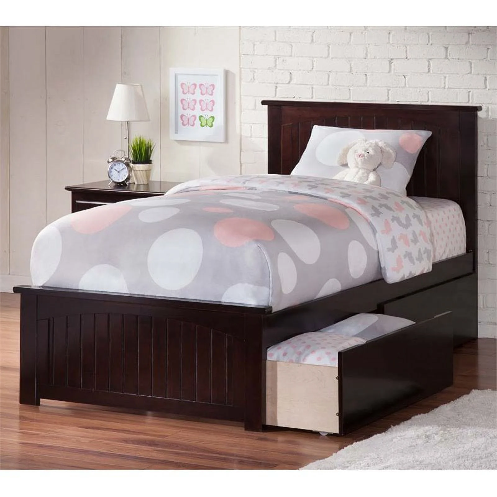 Rosebery Kids Twin XL Storage Platform Bed in Espresso