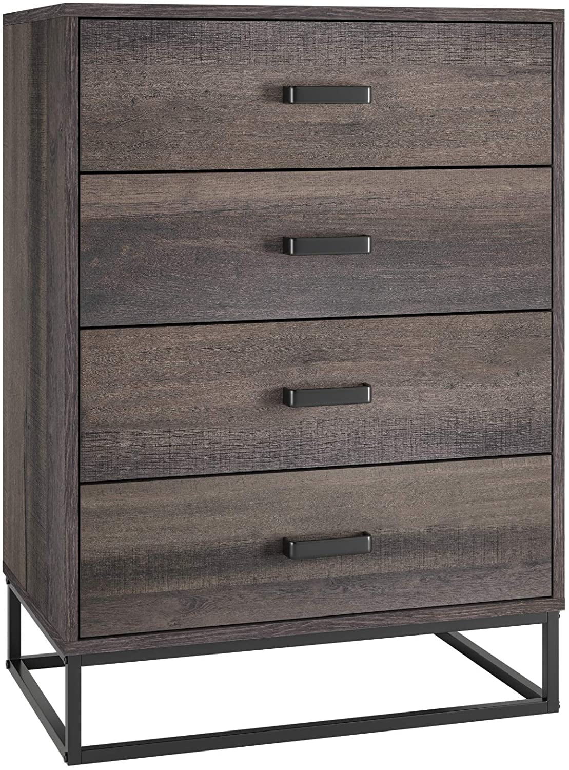Homfa 4 Drawer Dresser, Wooden Chest Dresser for Living Room, Farmhouse Storage Cabinet,Tall Nightstand with 4 Drawers, Dark Brown