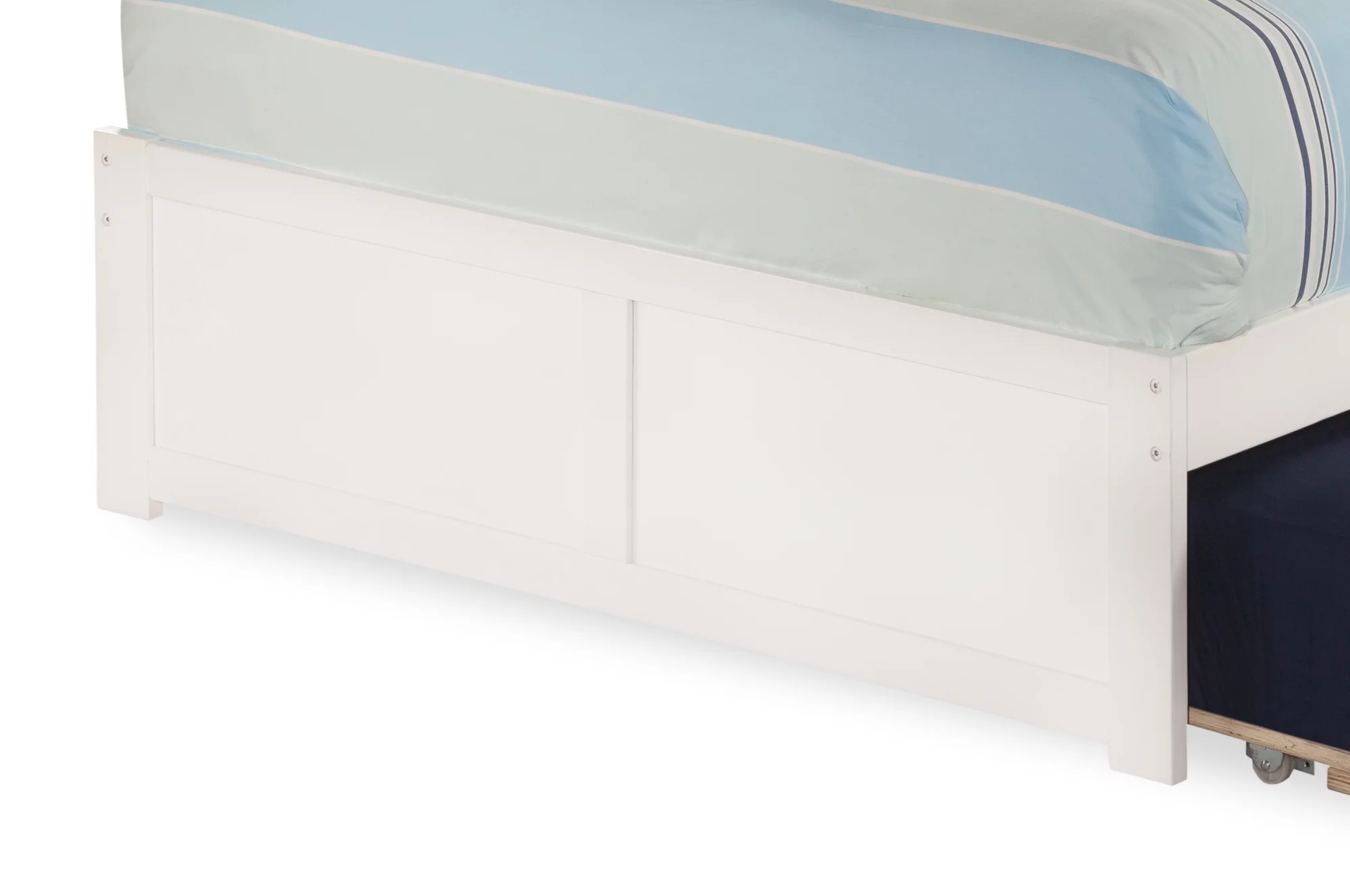 Nantucket Full Platform Bed with Flat Panel Foot Board and Full Size Urban Trundle Bed Bed in White