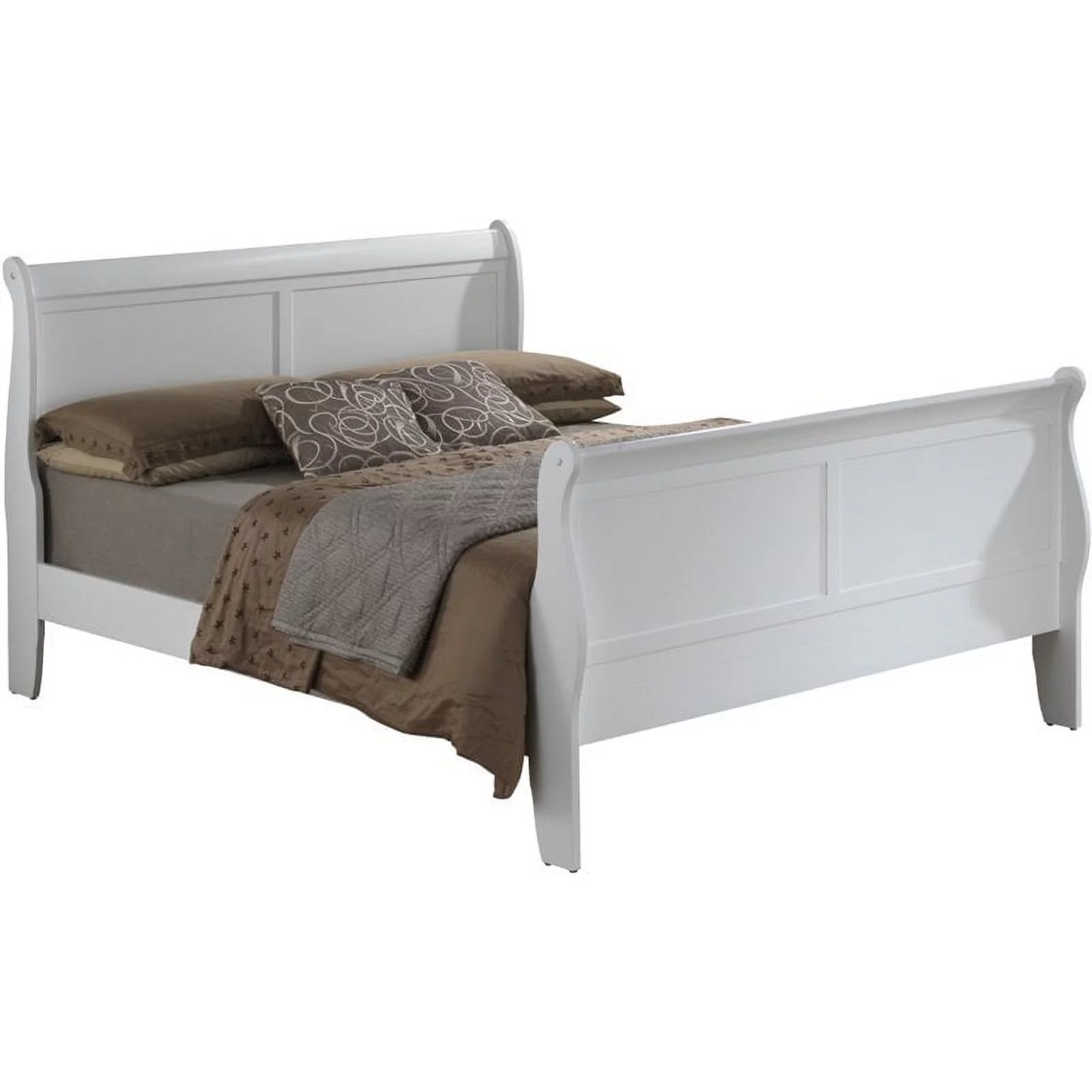 Maklaine Traditional styled Wood Full Sleigh Bed in White Finish