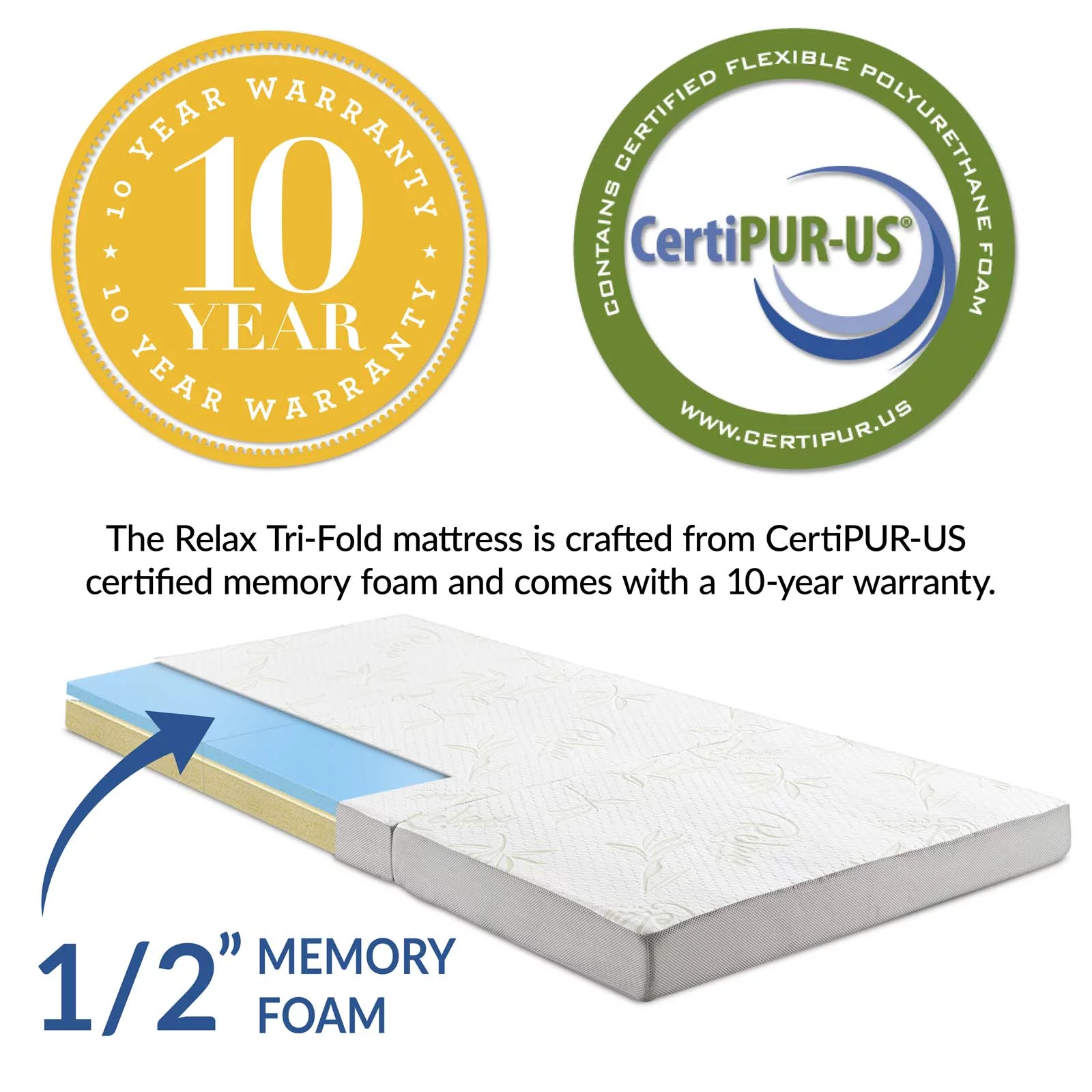 Modern Contemporary Urban Design Bedroom Fold Mattress, Fabric, White