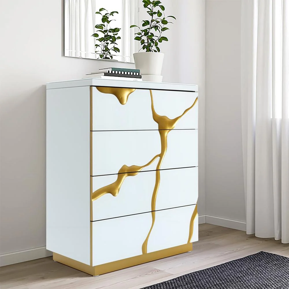 LuxenHome Modern White with Gold Ribbon 35.4