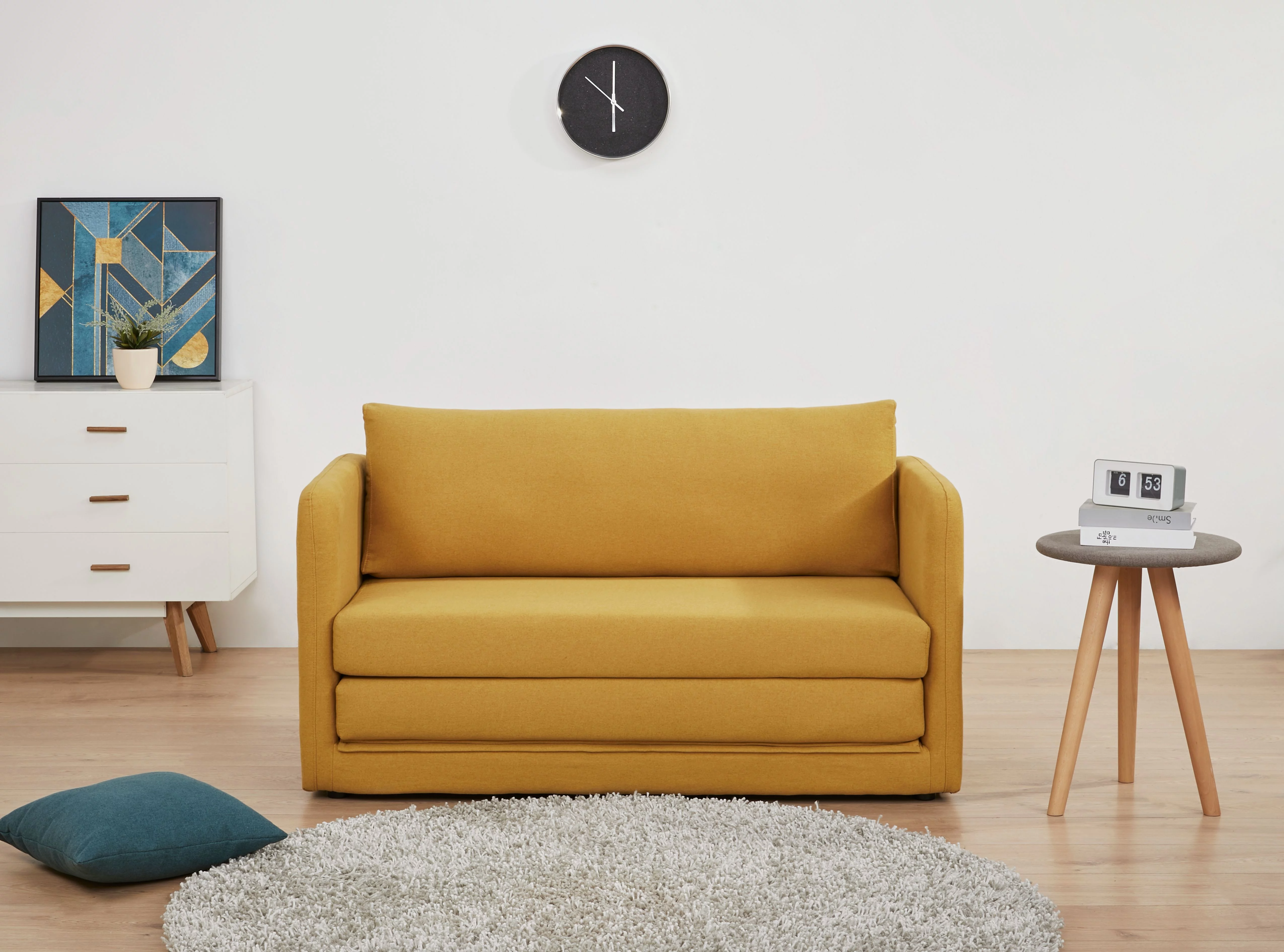 Artdeco Home Newberry Polyester Sleeper Sofa, Mustard