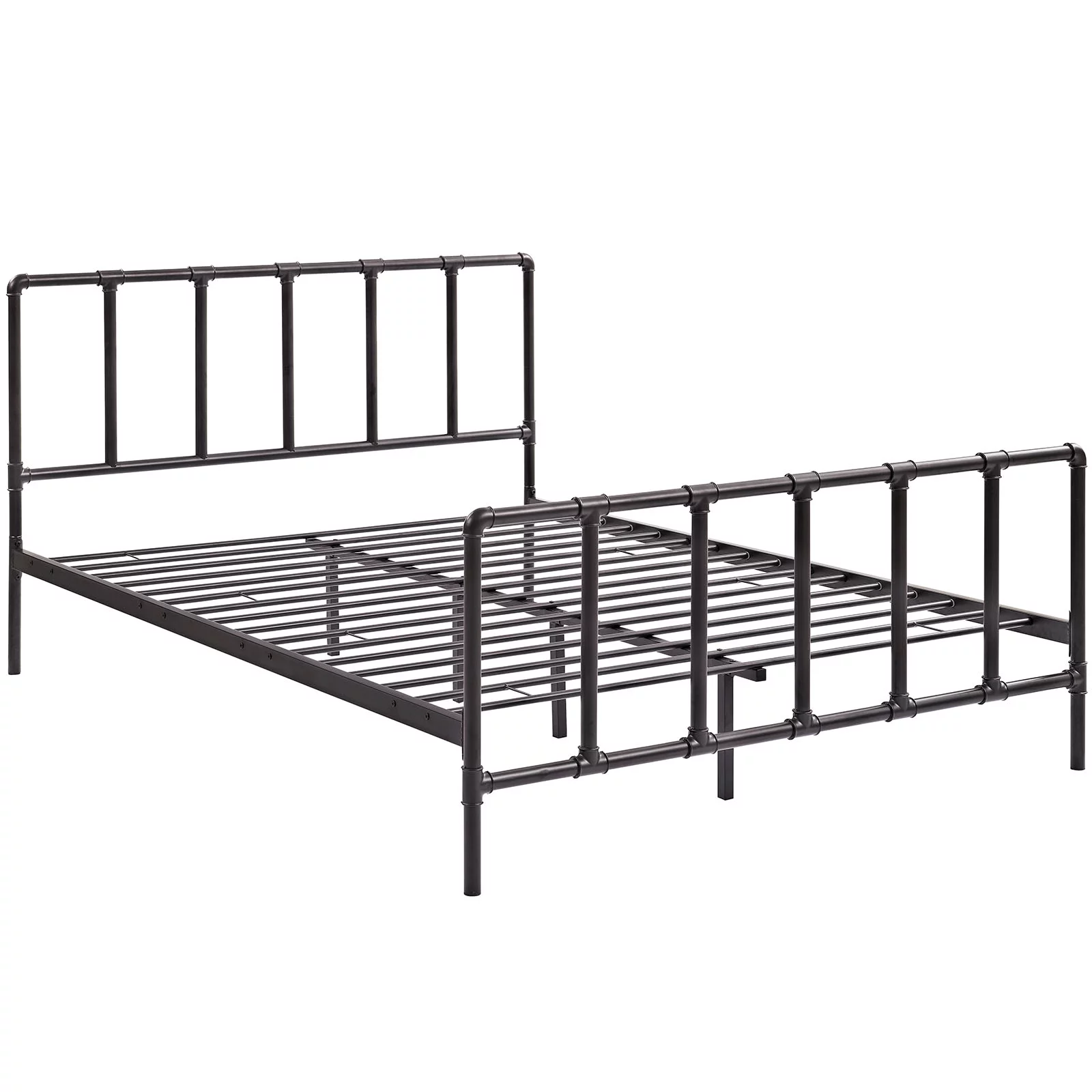 Modway Dower Queen Stainless Steel Bed in Brown
