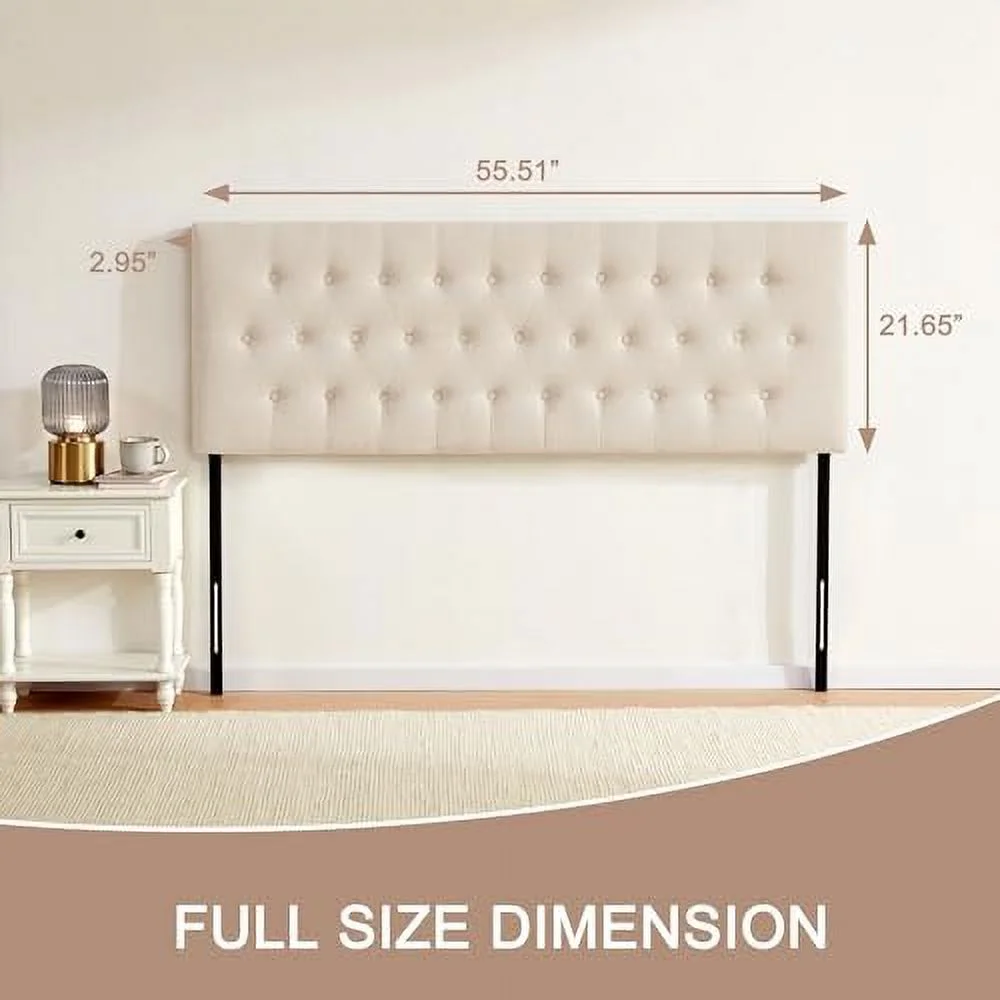 Huatean  Tufted Upholstered Headboard Queen Size  Solid Wood Head Board with Durable Metal Legs  Adjustable Height Bed headboard from 37\u201D to 51\u201D Fabric Headboard in  Button Desi