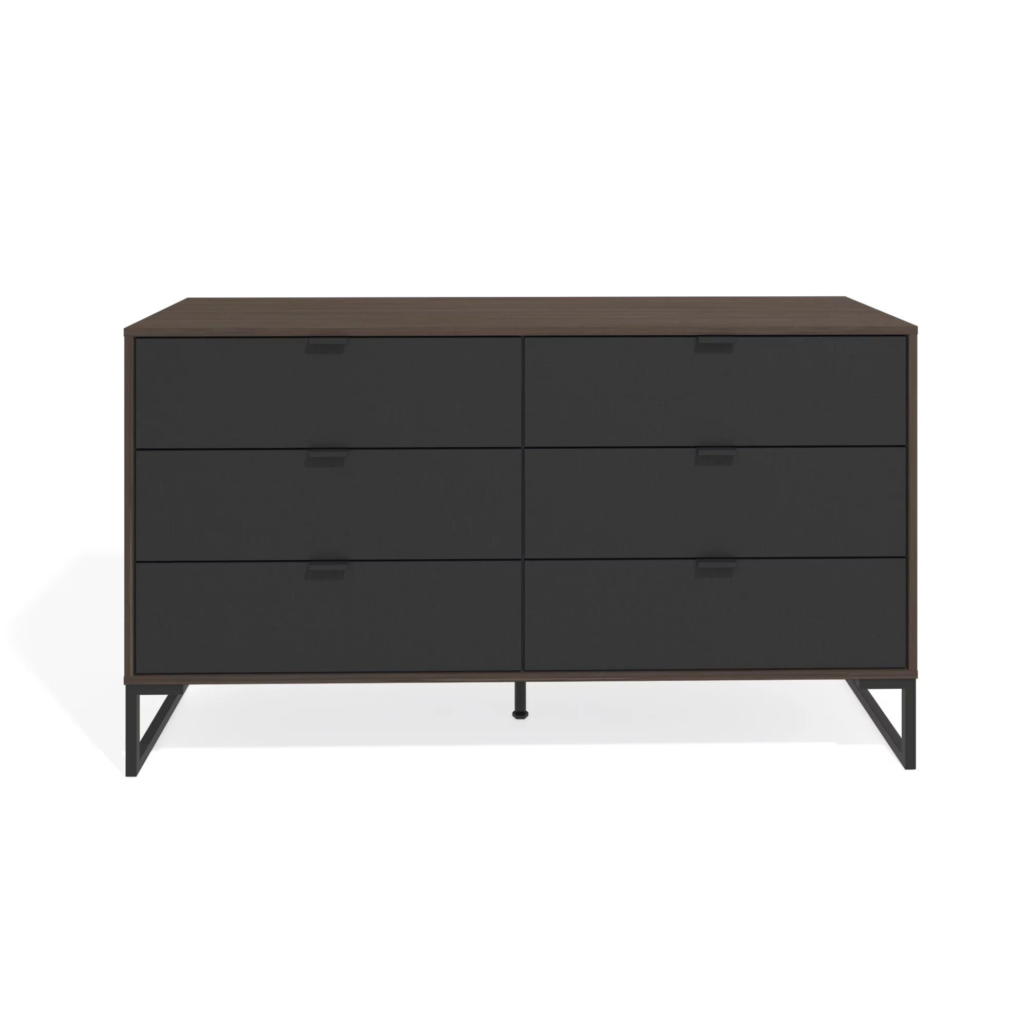New Collins Modern Dresser in Dark Brown/Black - 6 Drawers - 32.2 in. H x 57.1 in. W x 17.7 in. D