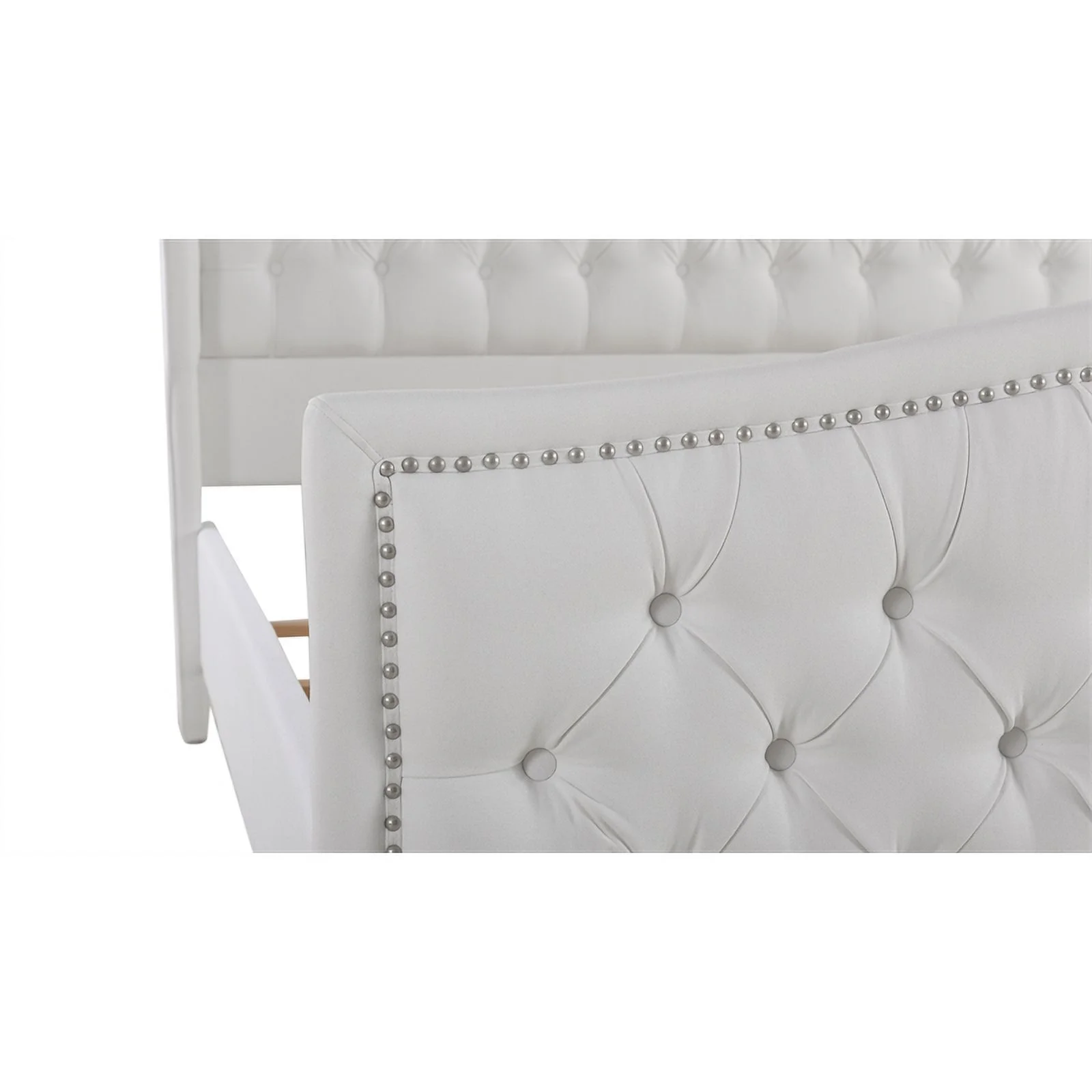 Maklaine Modern Hardwood Tufted Wingback King Bed in Bright White