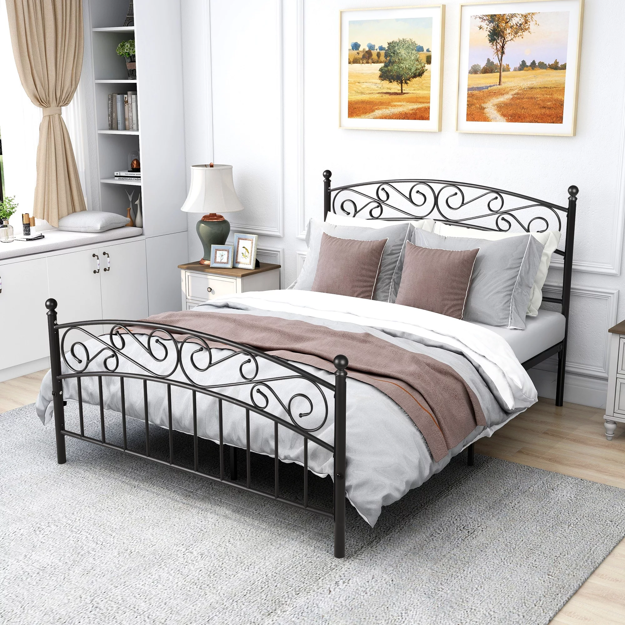 Modern Metal Bed Frame Platform Full