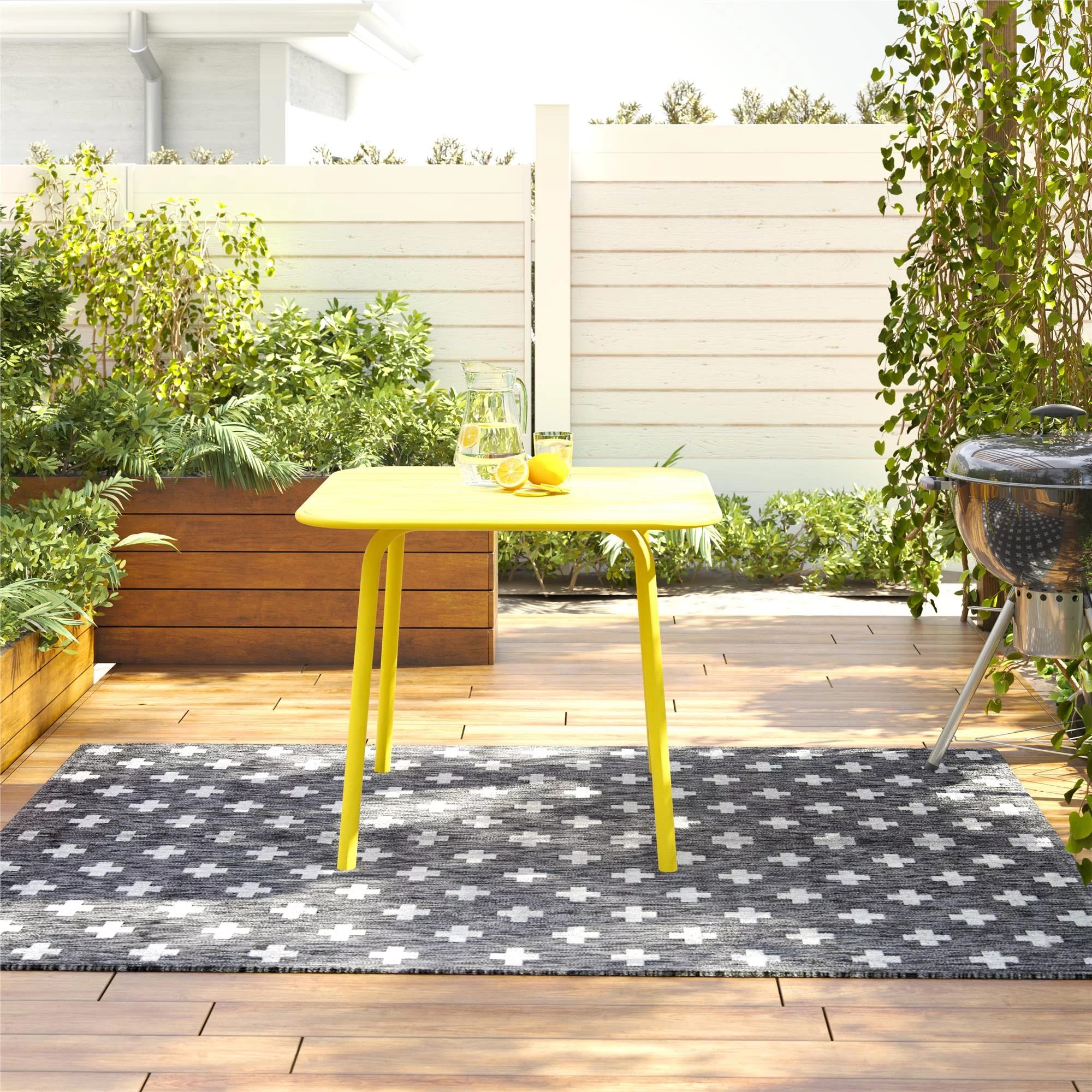 Novogratz Poolside Gossip Collection, June Outdoor/Indoor Square Dining Table, Yellow