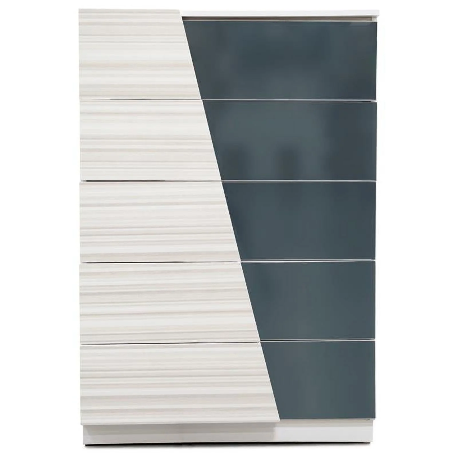 Bowery Hill 5-Drawer Wood Bedroom Chest in Zebra and White