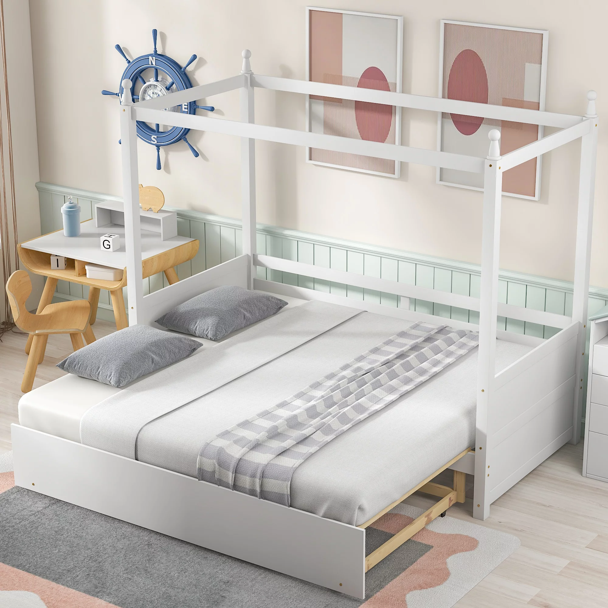 Pull out couch double size canopy sofa bed pull out platform bed white sofa bed frame living room bedroom room furniture wood slat support