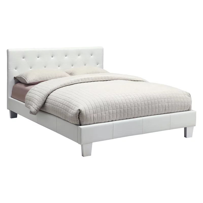 Furniture of America Kylen Faux Leather King Platform Bed in White