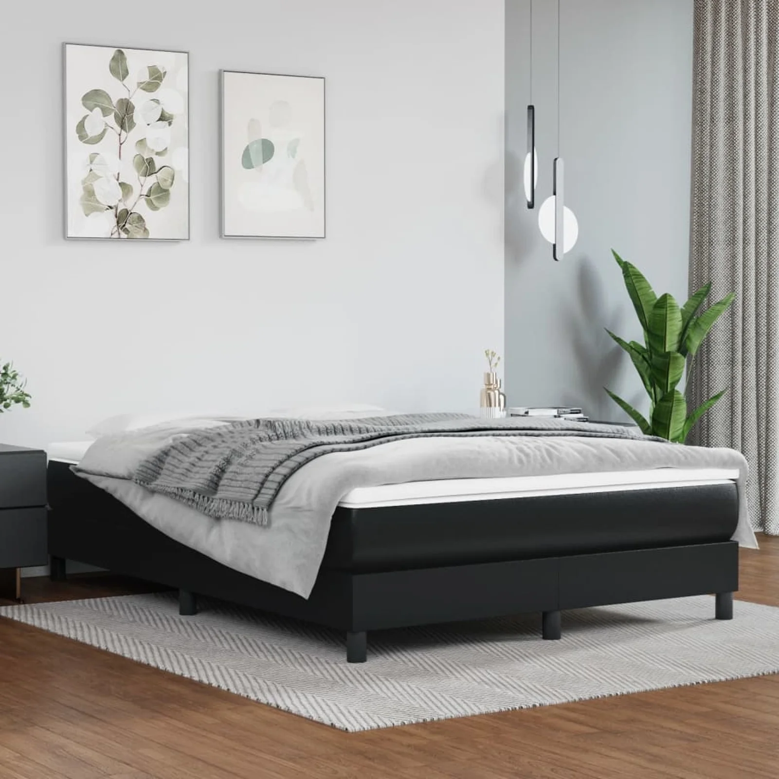 moobody Box Spring Queen Size Bed Frame with Wooden Slat Support 81.1 x 59.8 x 9.8 Inch Faux Leather Platform Bed Frame Suitable for Mattress Size 59.8 x 79.9 Inches (W x L)