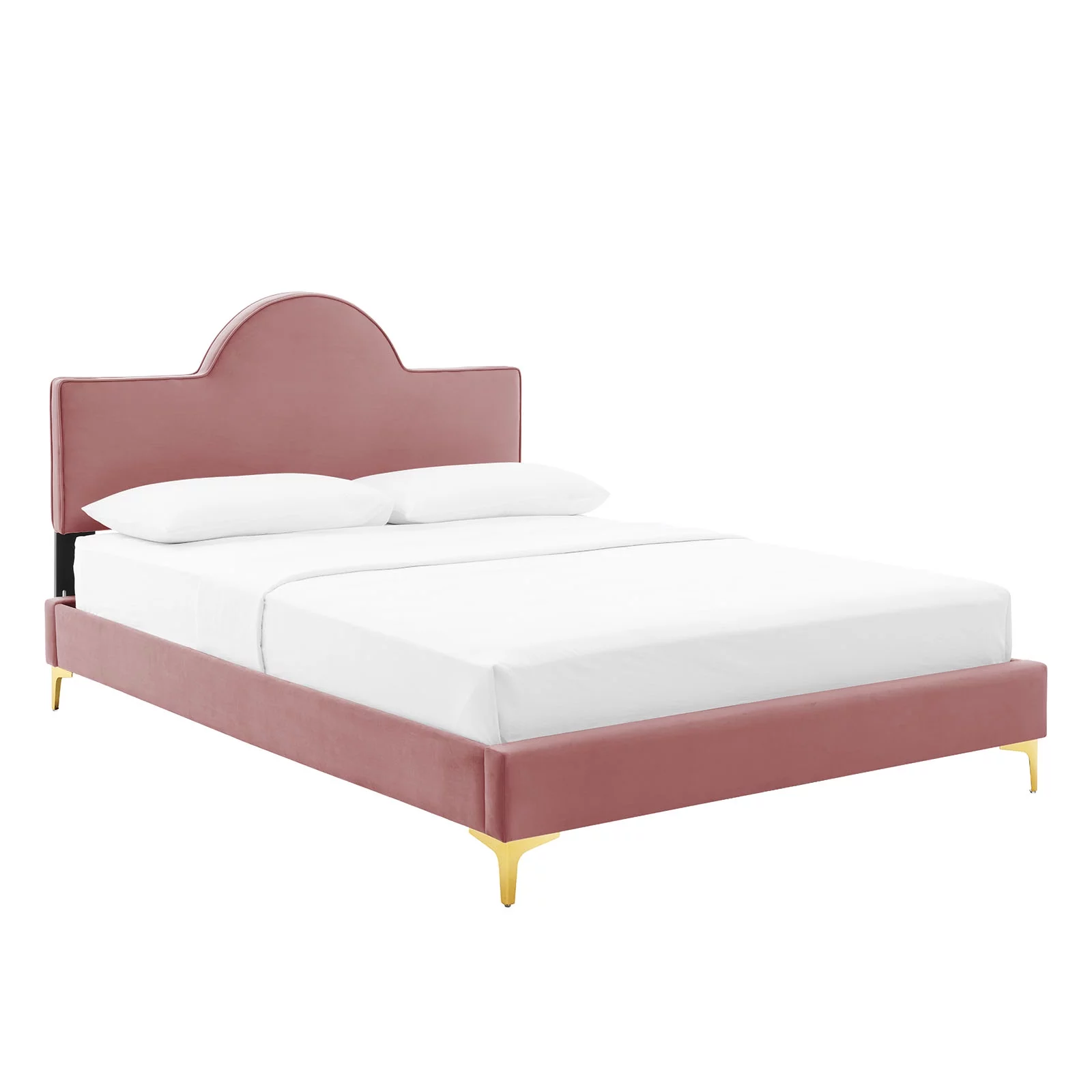 Modway Sunny Performance Velvet Full Bed in Dusty Rose