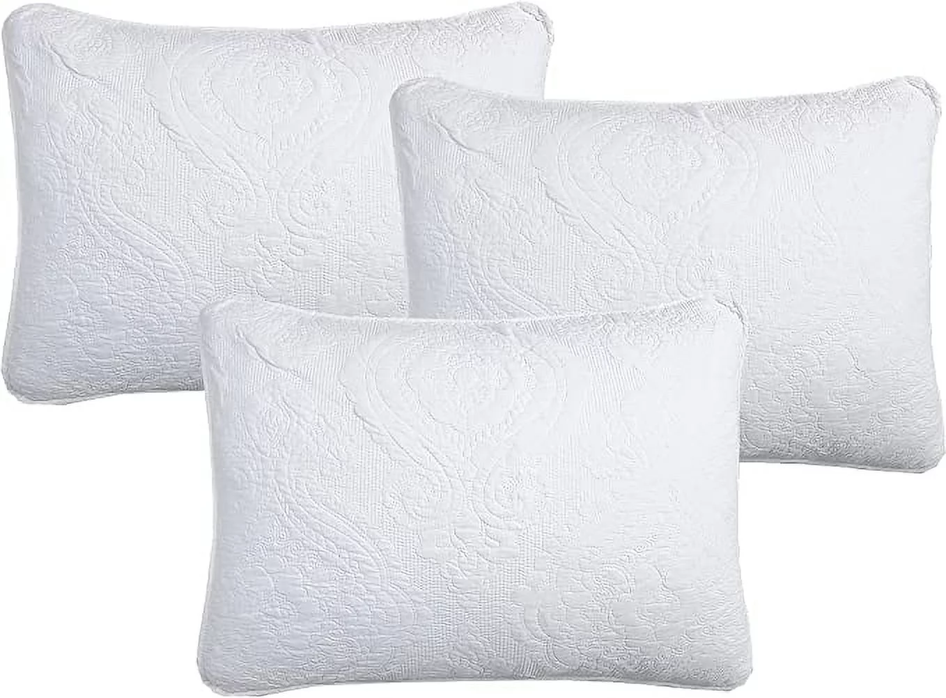 Solid White Chic Brocade Matelassé Medallion Floral 6 Piece Microfiber Daybed Quilt Bedding Set