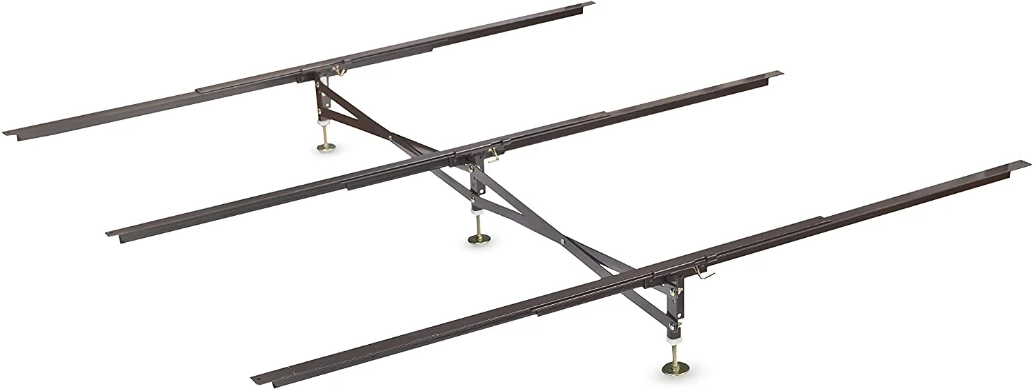 X-Support Bed Frame Support System, 3 Cross Rails and 3 Legs - Strong Center Support Base for Full, Queen and King Mattress, Box Springs, and Bed Foundations