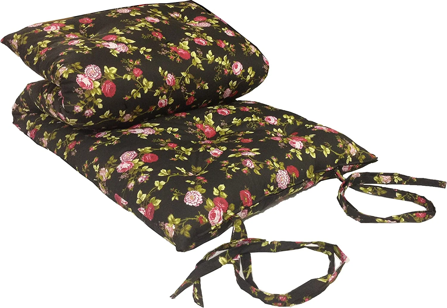 RUNFAYBIU D&D Futon  Queen Size Rose Black Traditional Japanese Floor Futon   Cotton Battings/Foam/Polyester Batting  Shikifuton  80 x 60 x 3 in Thick