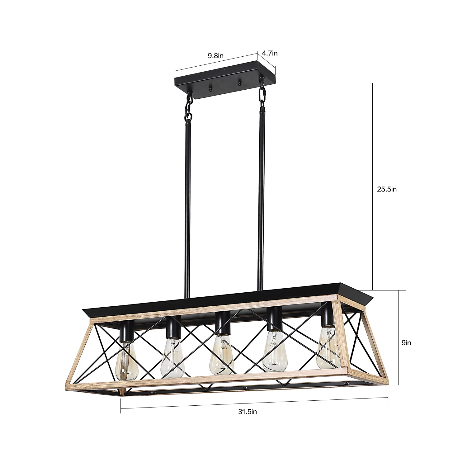 Farmhouse Chandeliers for Dining Room,Rustic Kitchen Island Light Fixture,5-Light Industrial Kitchen Island Pendant Light Fixture, Metal Solid Ceiling Lights