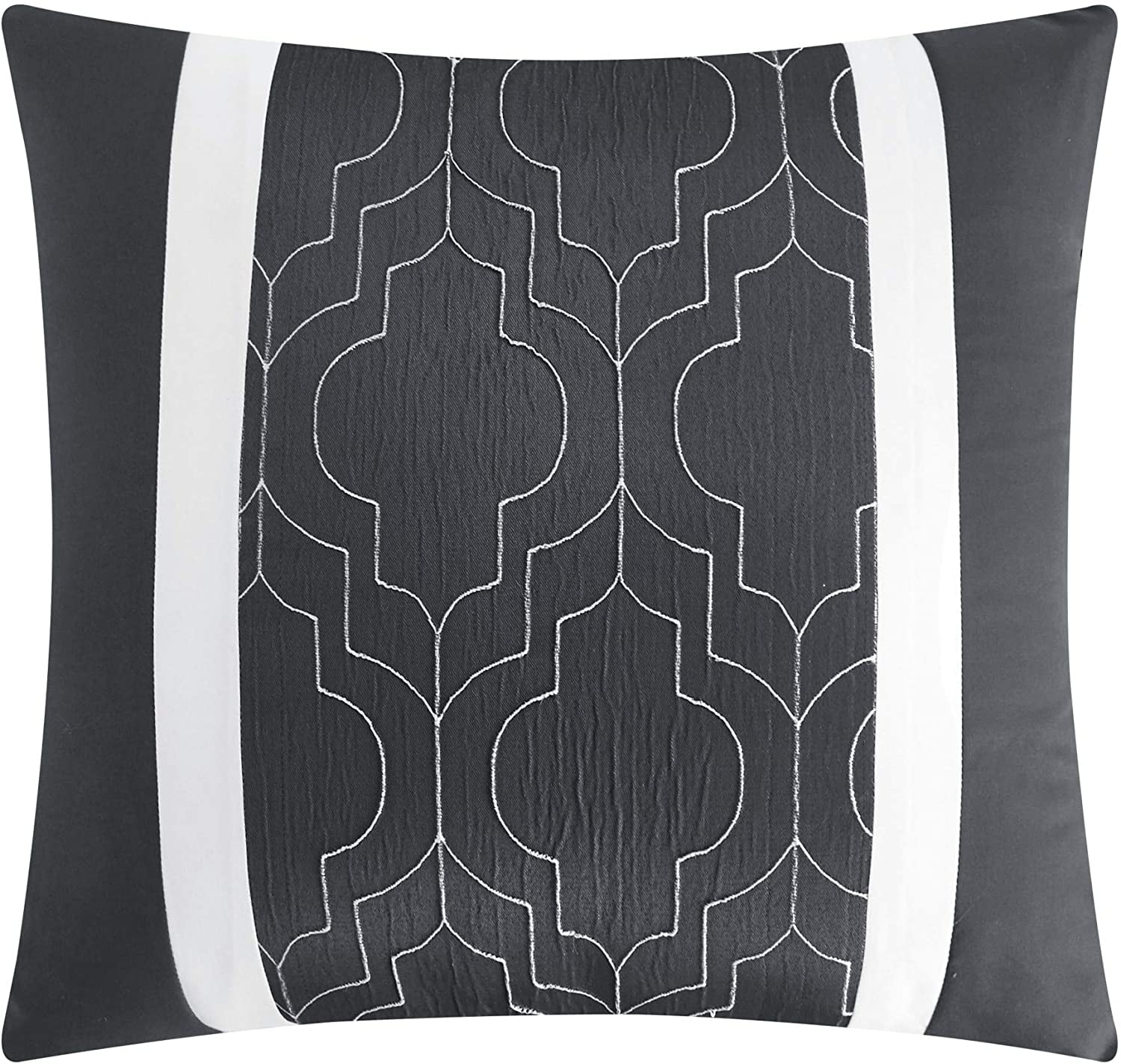 Chic Home Arlow Comforter Set Jacquard Geometric Quilted Pattern Design Bed In A Bag Grey, Queen