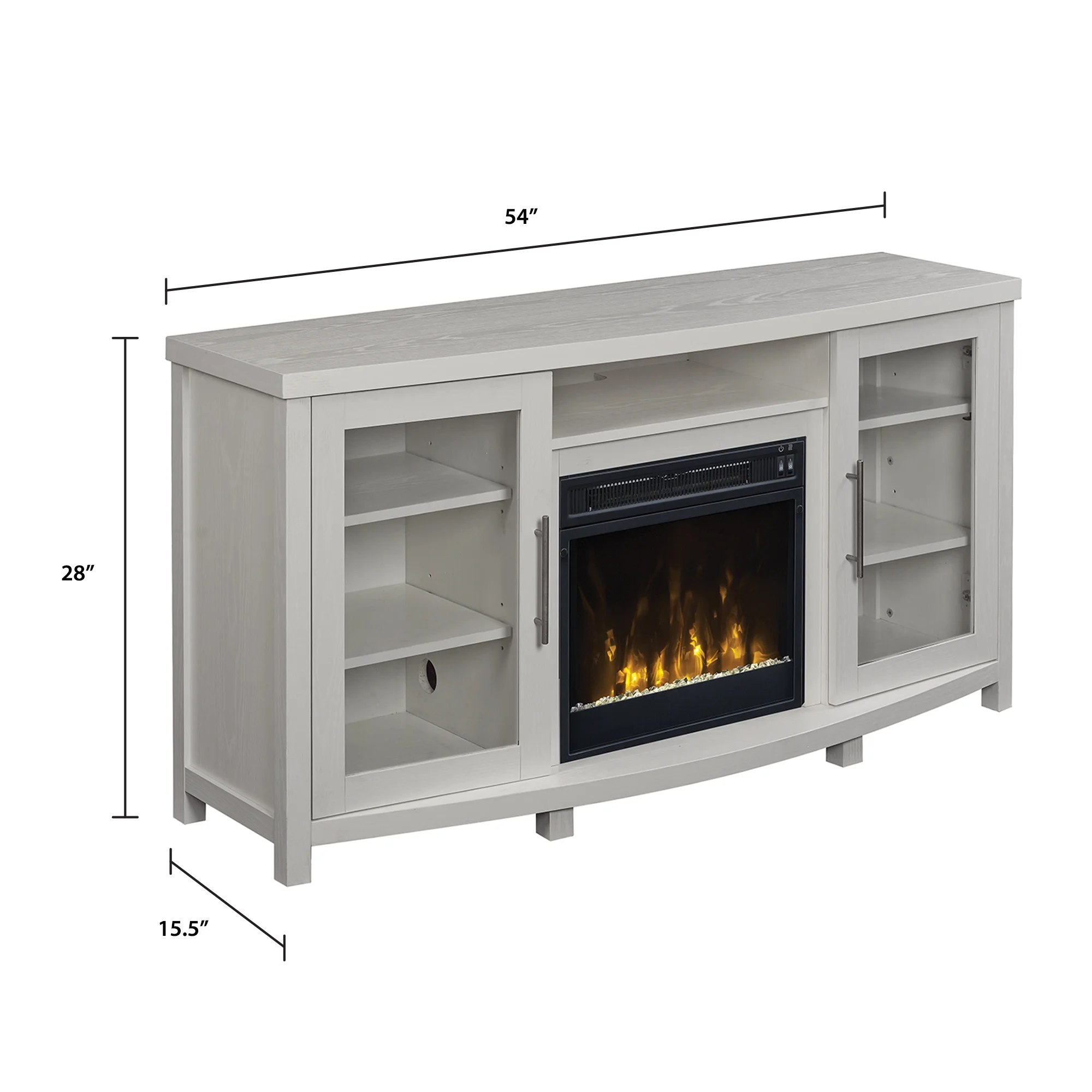 Twin Star Home TV Stand for TVs up to 60 inches Screen Size with ClassicFlame Electric Fireplace, White