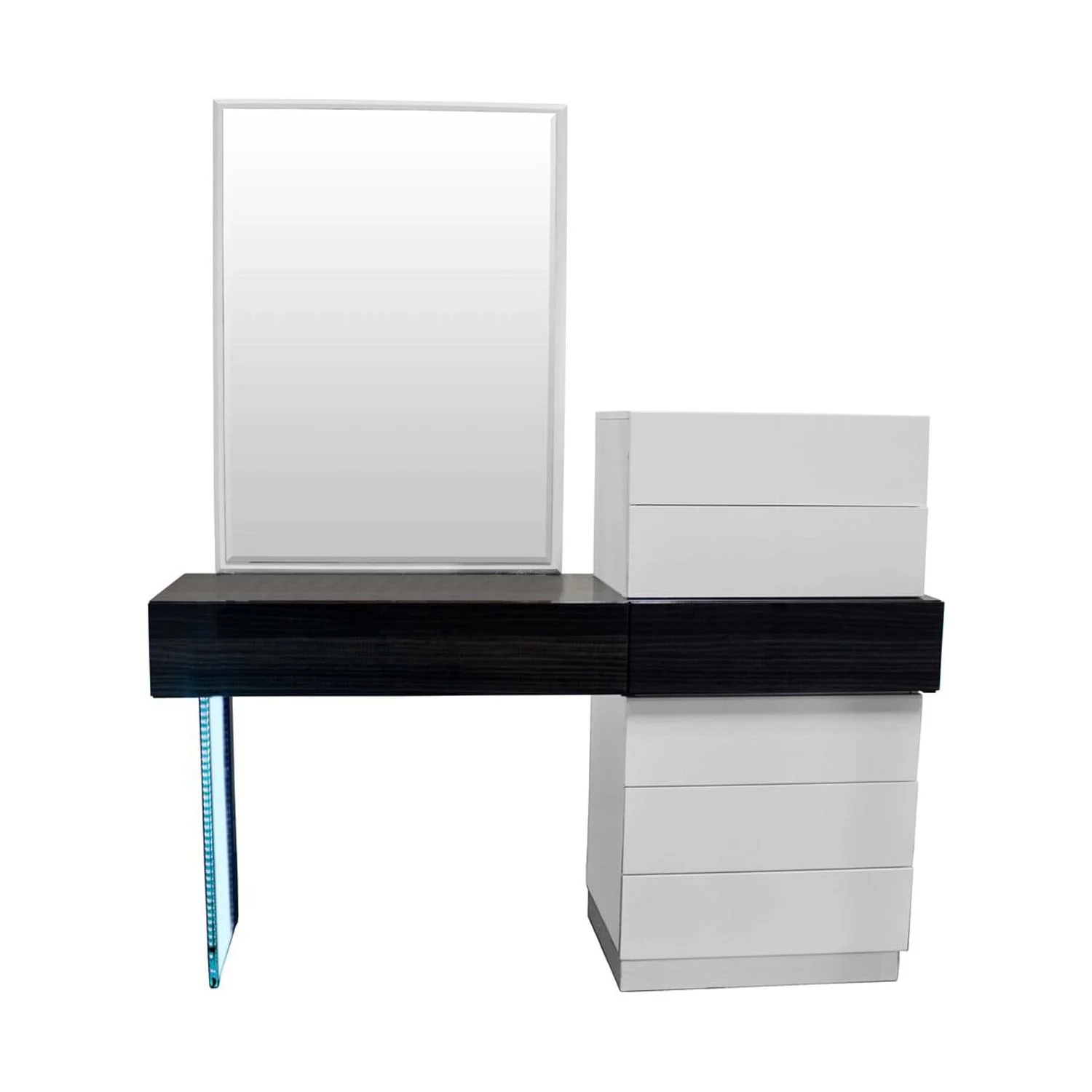 Best Master Ireland 2-Piece Wood & Glass Dresser With Mirror Set in White/Gray