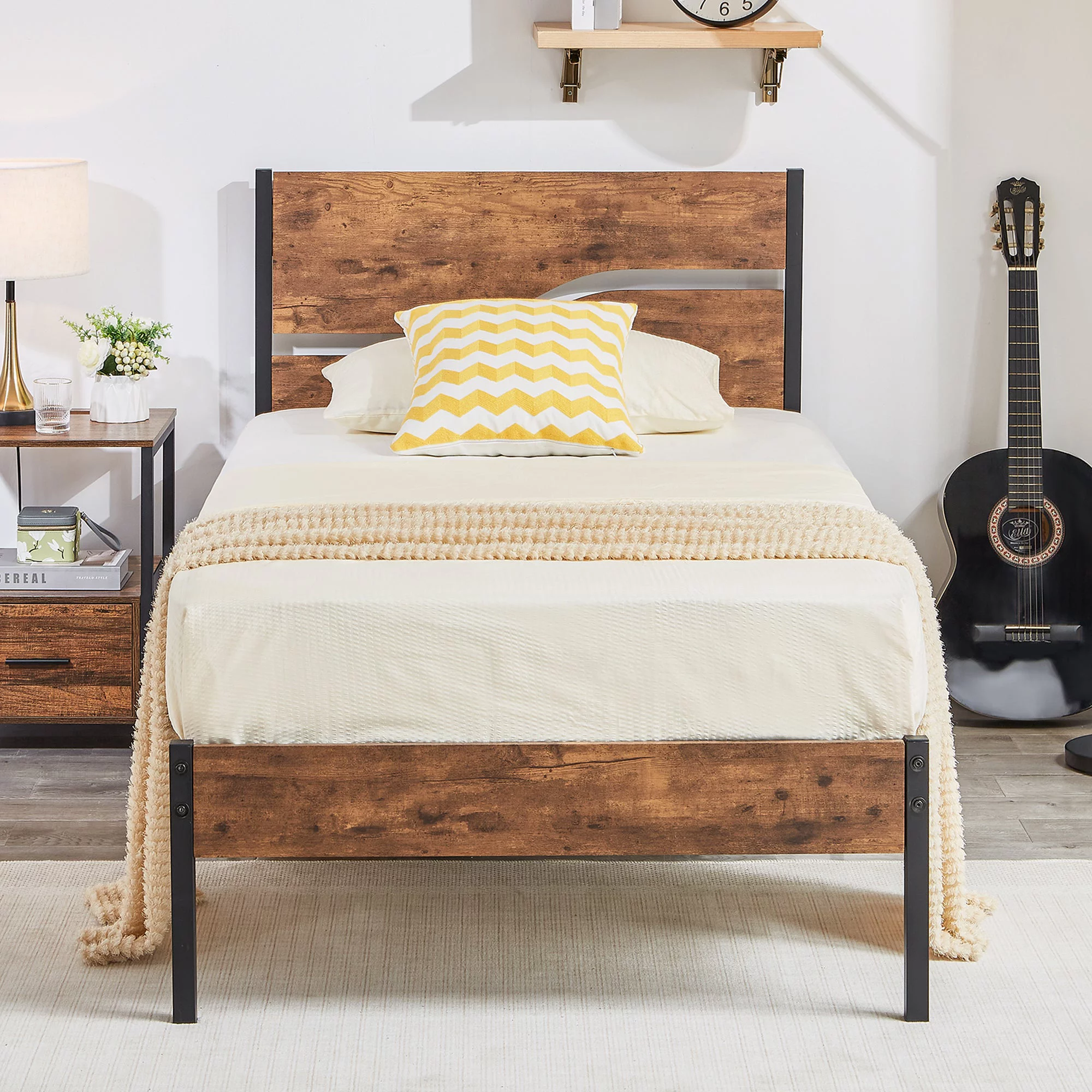 VECELO 3-Piece Bedroom Set with Twin Bed and Nightstand