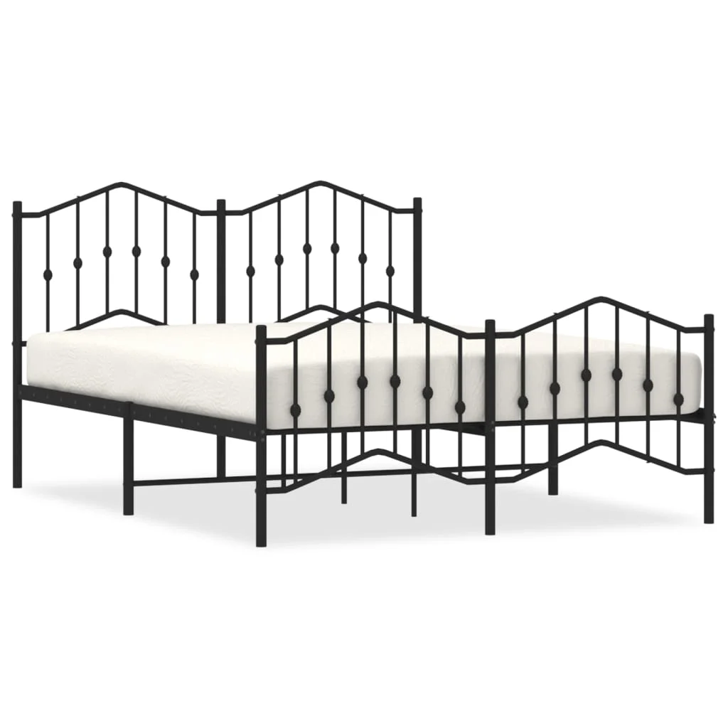 Metal Bed Frame with Headboard and Footboard?Black 53.1