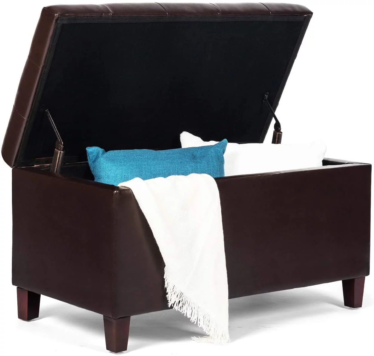 Homebeez Storage Ottoman Bench,Folding Bench Chest Foot Rest Stool,End of Bed Bench,Brown