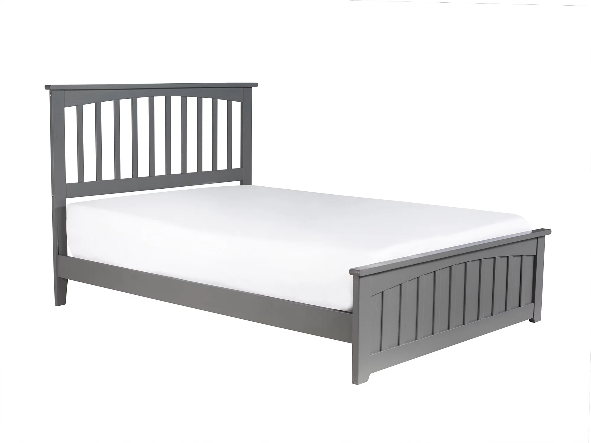 AFI Mission Full Wood Platform Bed with Slatted Headboard and Footboard, Grey
