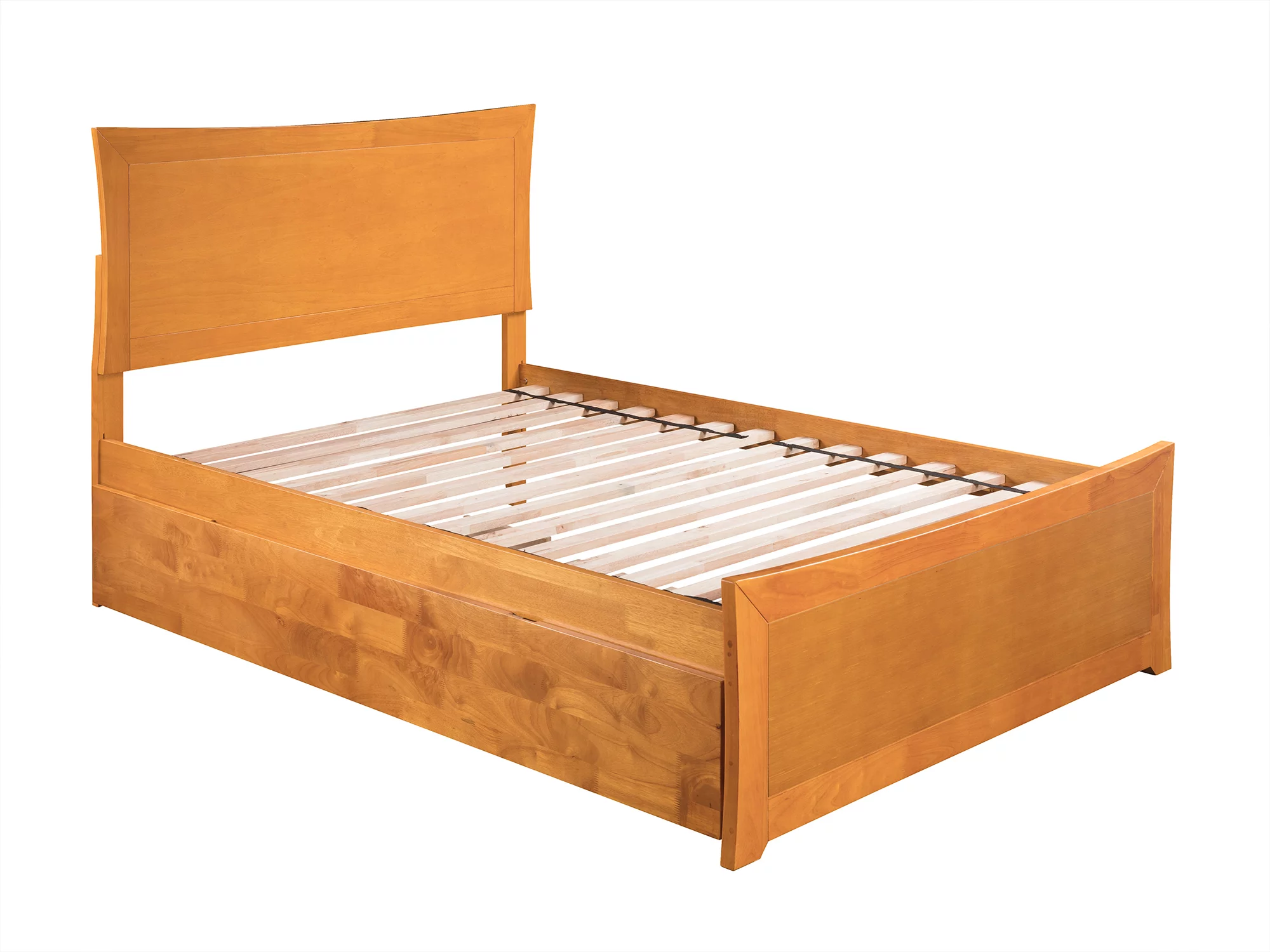 AFI Metro Full Size Solid Wood Platform Bed with Matching Footboard and Twin Trundle in Caramel Latte