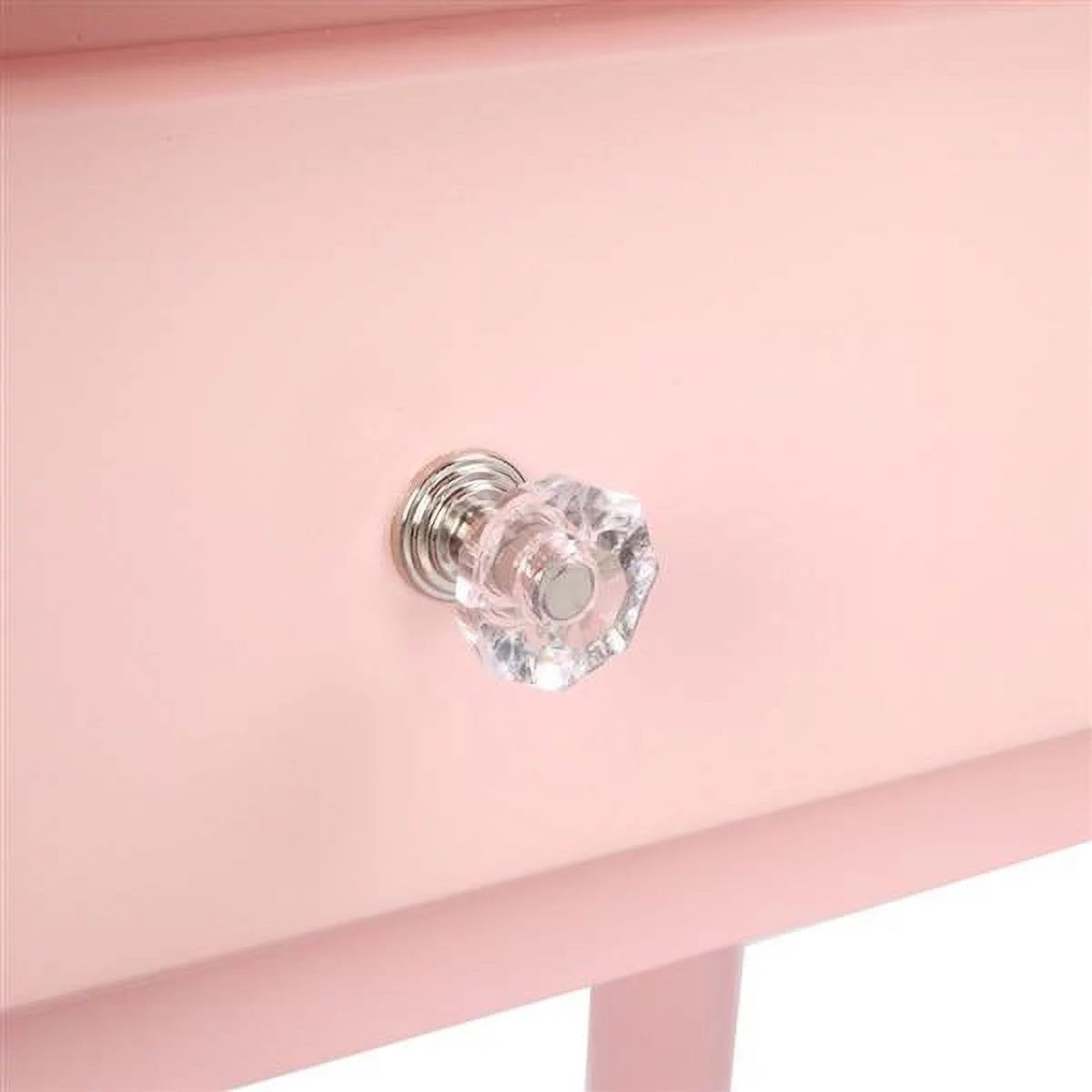 Fithood Children's Single Mirror Single Drawer Round Foot Dresser Pink