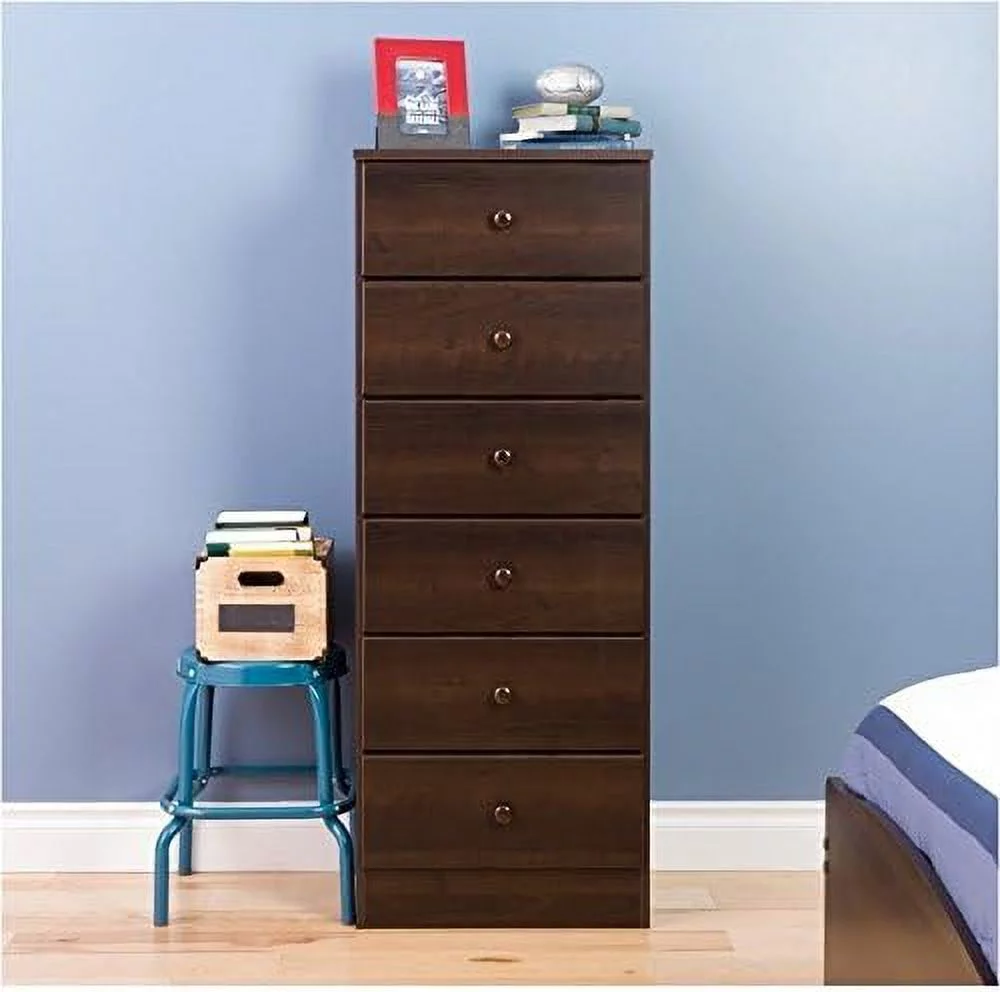 HOOMHIBIU 52" Tall 6 Drawer Lingerie Chest/ Chest with Wood Knobs in Black