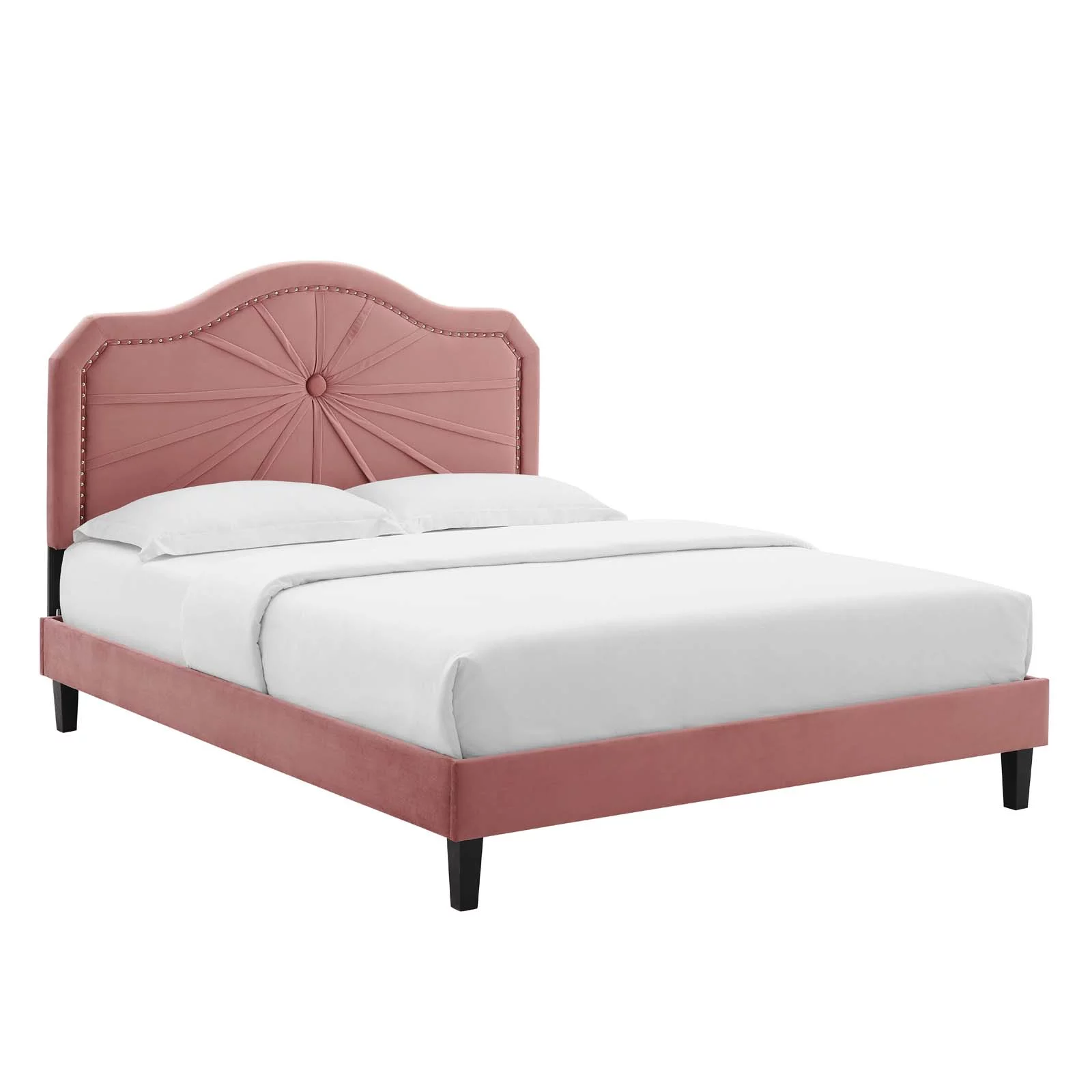 Modway Portia Performance Velvet King Platform Bed in Dusty Rose