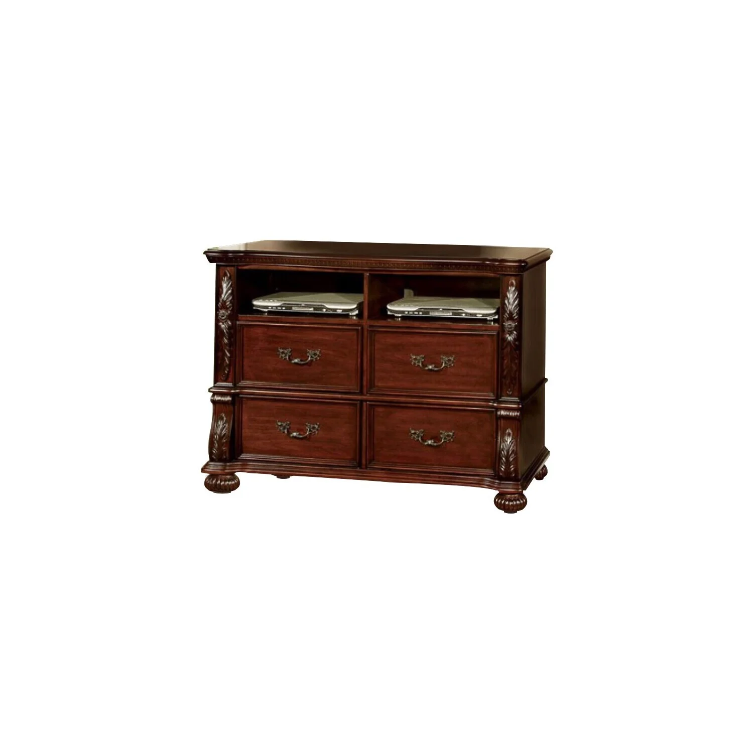 Maykoosh Victorian Vintage Elegantly Styled Wooden Media Chest, Brown Cherry