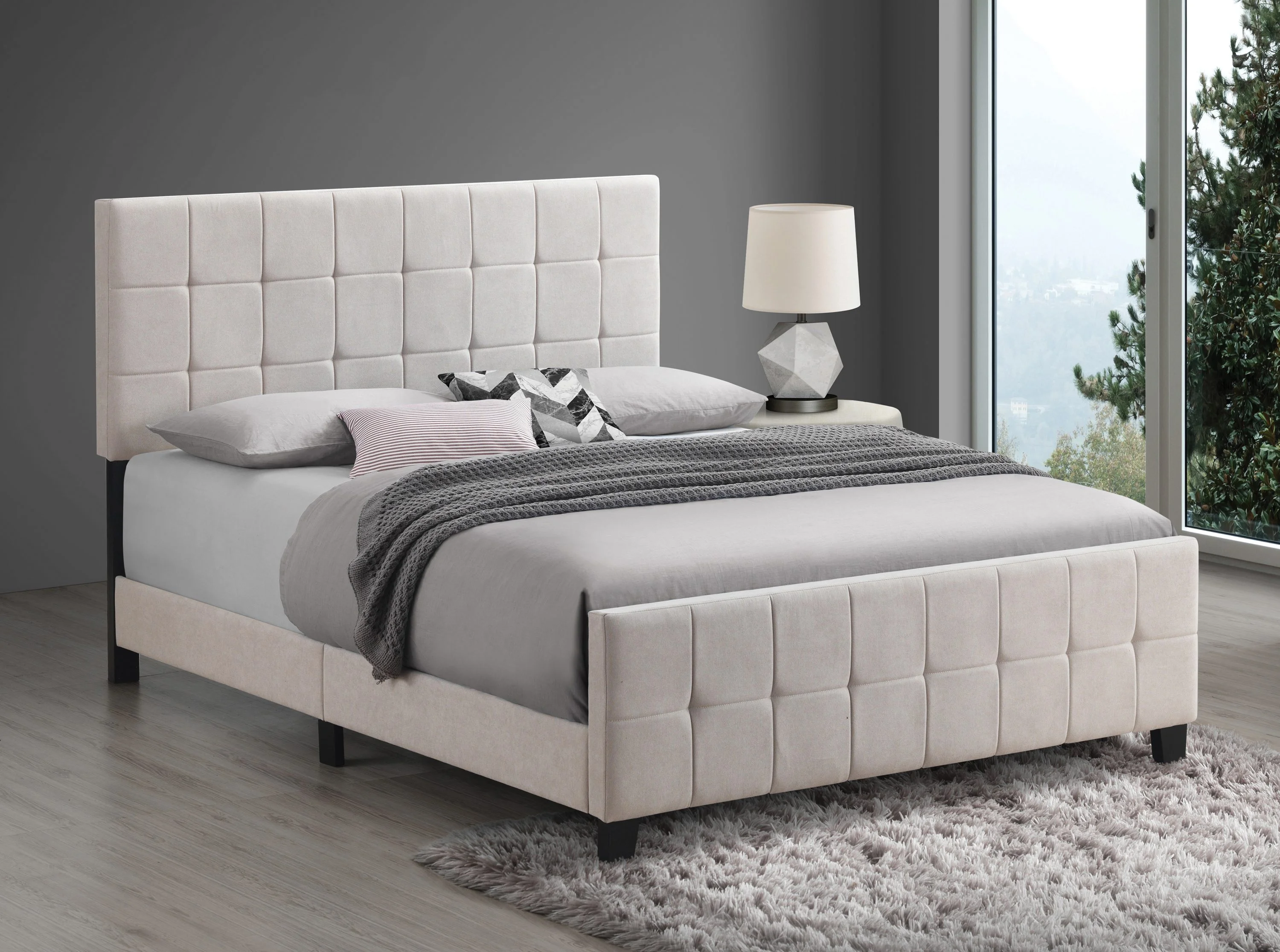 Fairfield Full Upholstered Panel Bed Beige