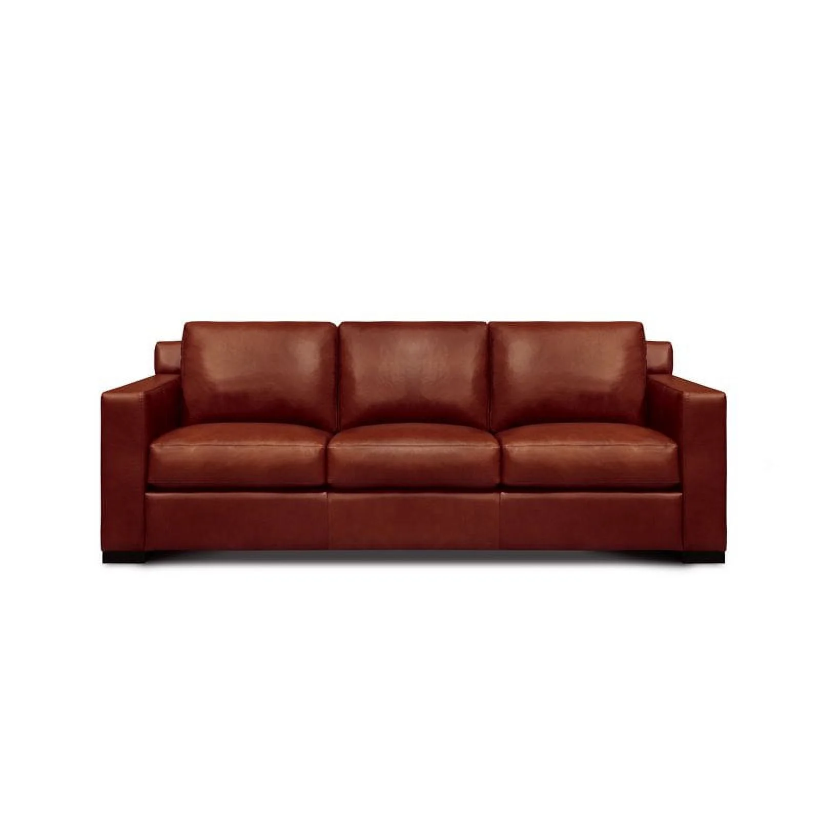 Hello Sofa Home Santiago Mid-Century Top Grain Leather Sofa in Russet Brown