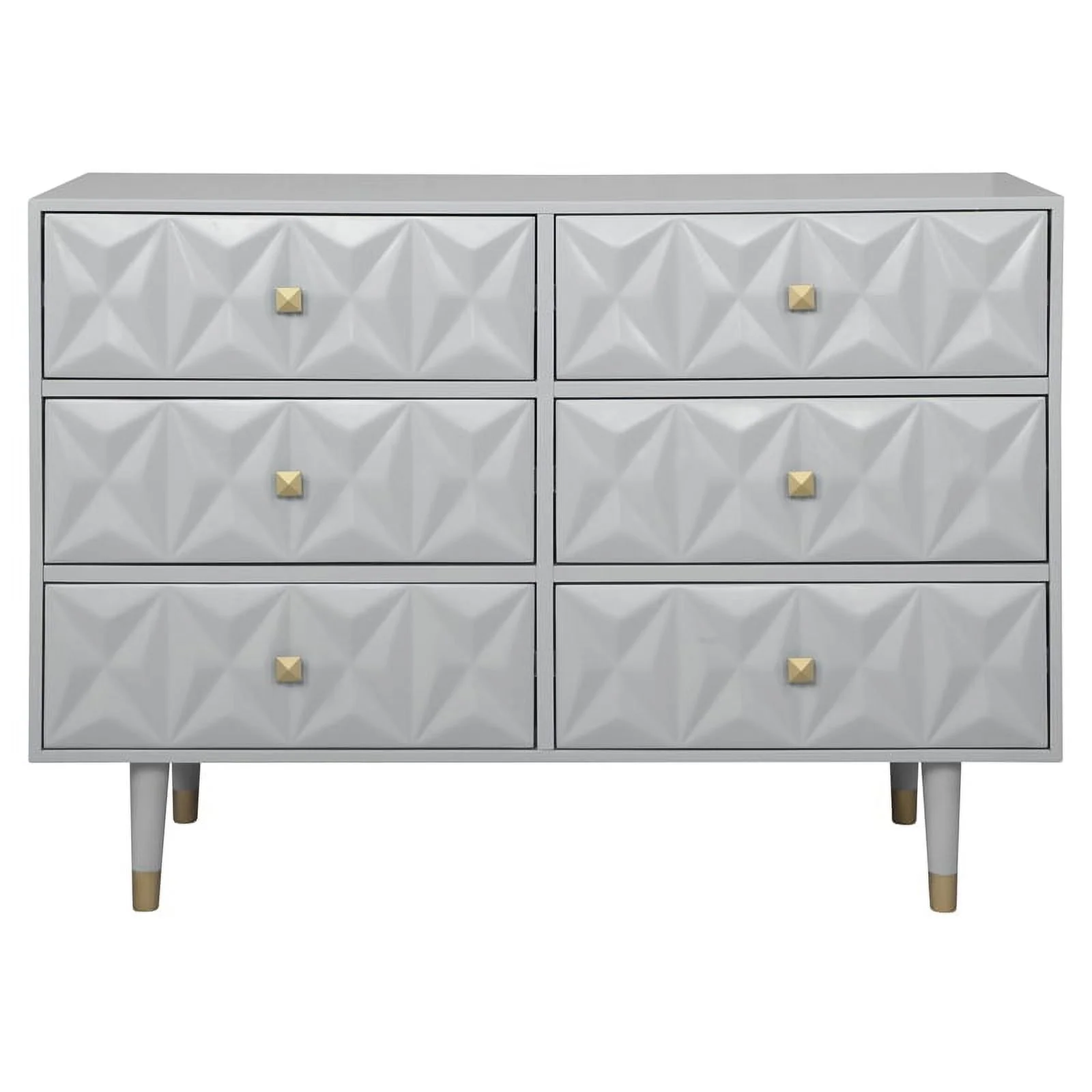 Riverbay Furniture Six Drawer Wood Geo Texture Dresser in Gray