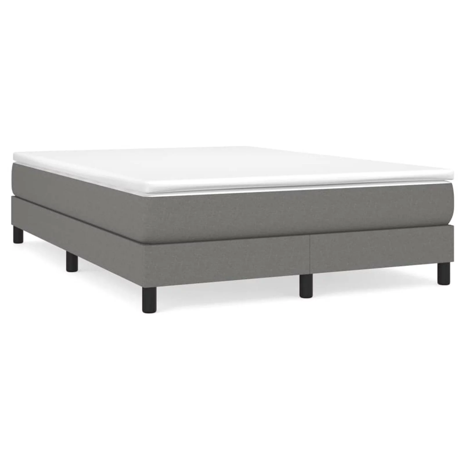 Anself Box Spring Bed with Mattress and Black Wood Legs 59.8 x 79.9 Inch Queen Size Fabric Bed for Bedroom
