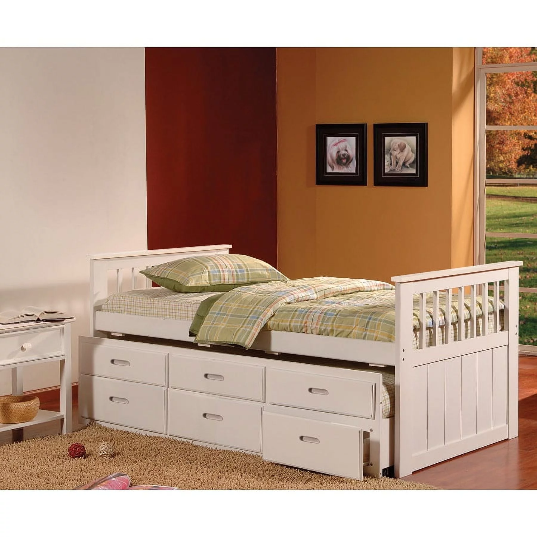 Bella Esprit Twin Trundle Captains Bed with Drawers White