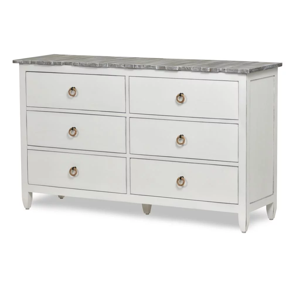 Sea Winds Picket Fence 6-Drawer Dresser Grey Finish