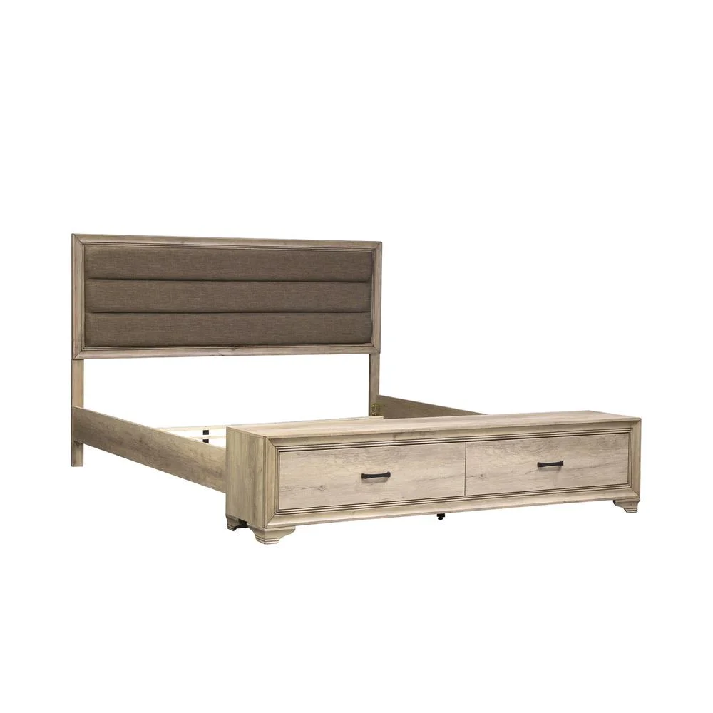 Sun Valley Light Brown Queen Storage Bed