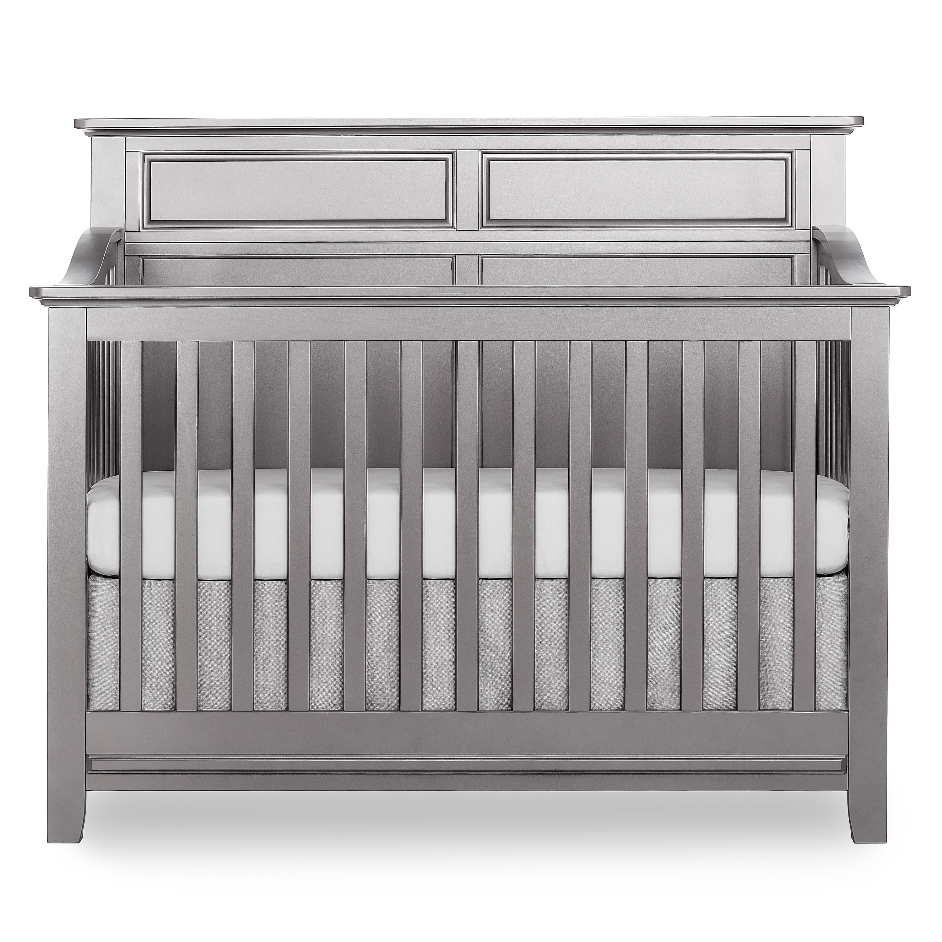 Dream On Me Harper 4-in-1 Convertible Crib, JPMA Certified, 3 Mattress Height Setting, Metallic Grey
