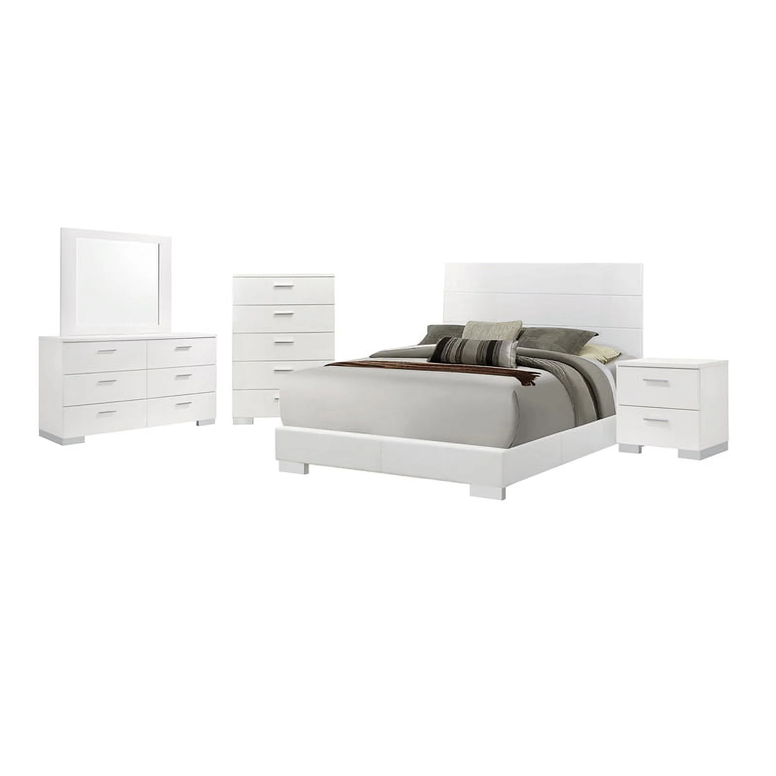 Felicity 5-piece Queen Bedroom Set Glossy White